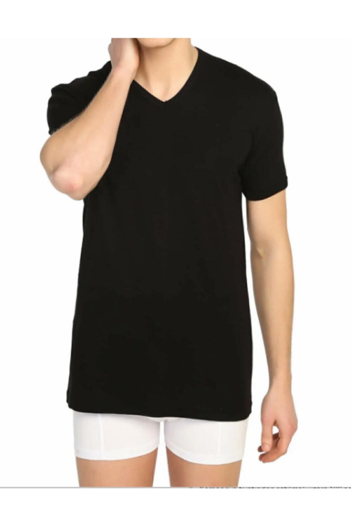 Erkek Siyah Ribana V Yaka Fanila