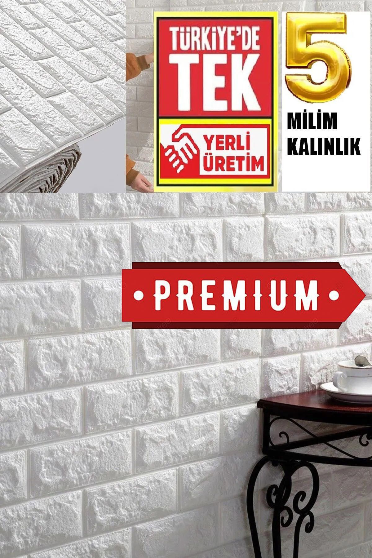 50 X 30 Cm 0,17 M² Kendinden Yapışkanlı Duvar Kağıdı Esnek Köpük Paneli 3d Boyutlu Tuğla Desen Beyaz