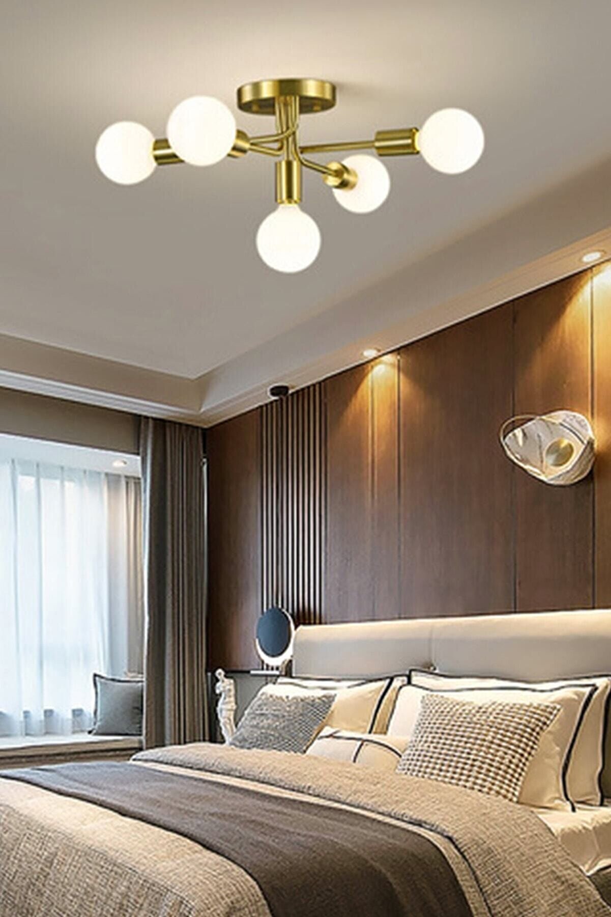 Döngü Modern Tasarım Eskitme Renk Beşli Avize(CAMSIZ MODEL)