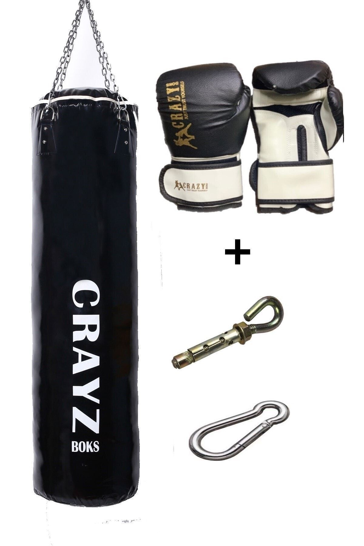 120x35 Büyük Boy Dolu Boks Kum Torbası Boks Eldiveni Set Askı Aparatı