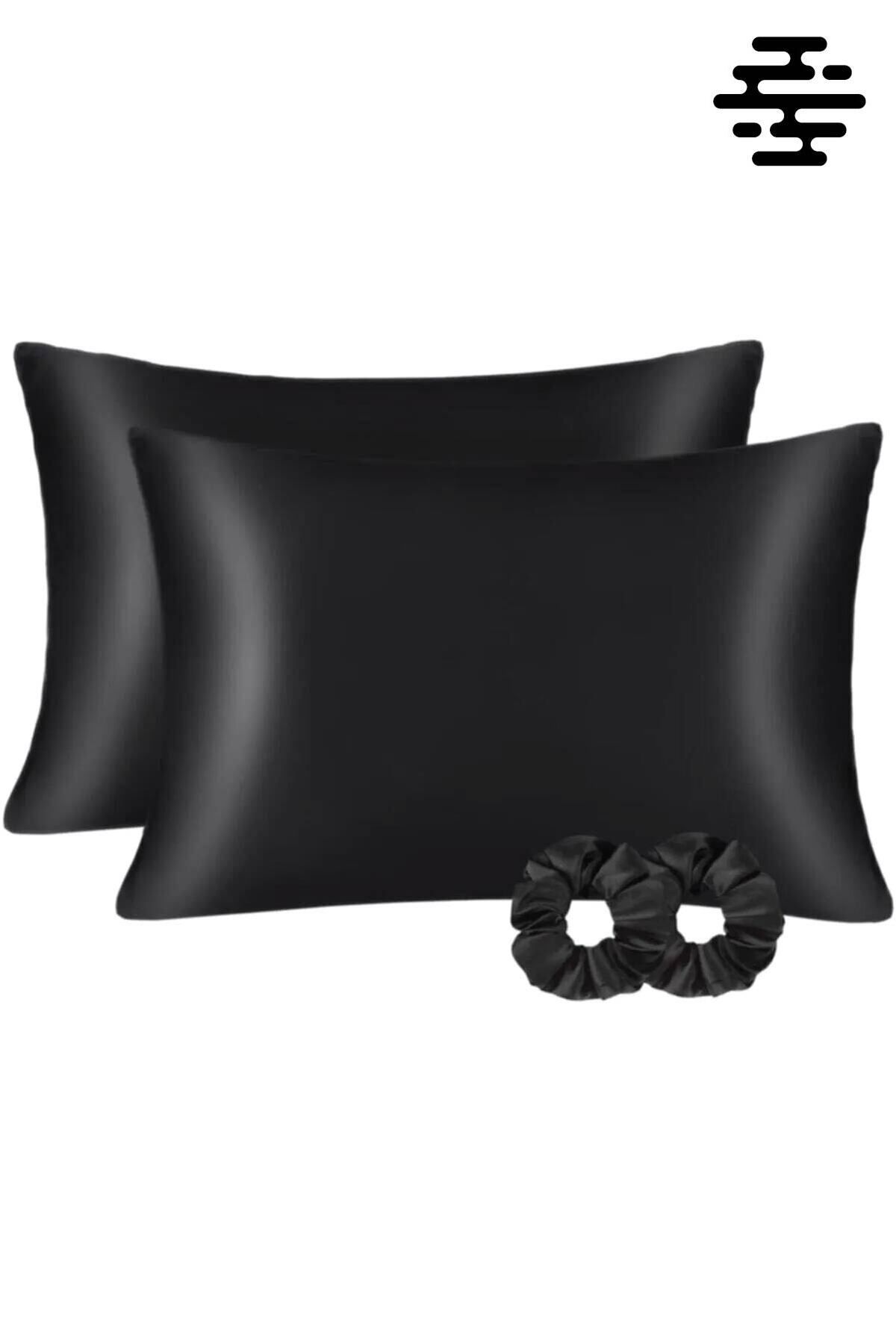 İpek Saten Yastık Kılıfı 2 Adet 50x70cm 2 Adet Saten Tokalı