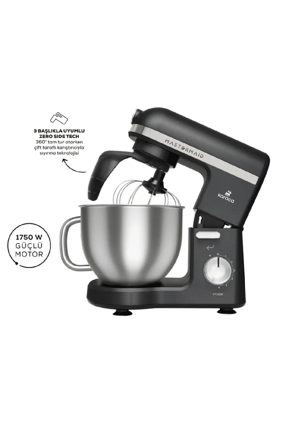 Mastermaid Chef Pro Çift Kollu Stand Mikser Shiny Black 1750 W