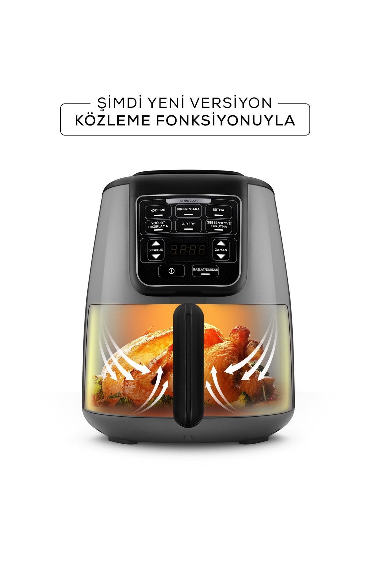 Air Pro Cook Köz Xl Airfryer Space Gray Black 4 Kişilik