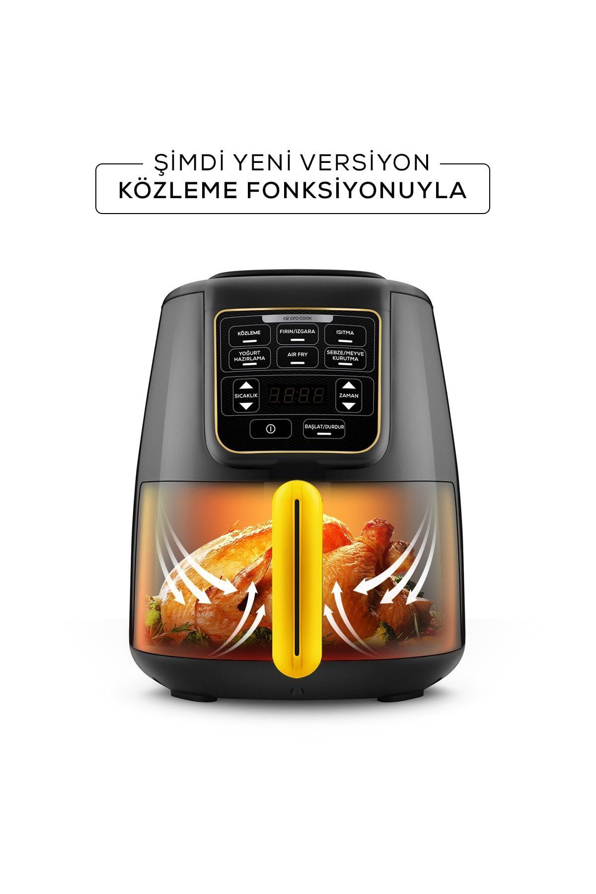 Air Pro Cook Köz XL Airfryer Fritöz Black Gold 4 Kişilik