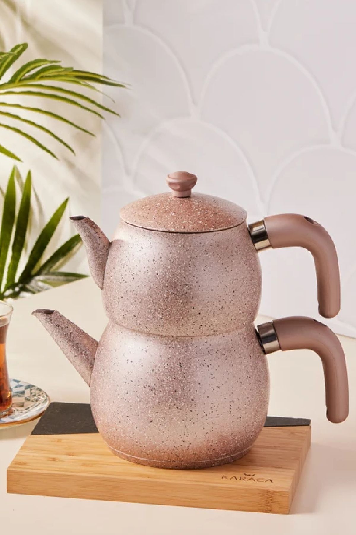 Biogranit Steel Plus Midi Çaydanlık Takımı Bakalit Kulp Rose