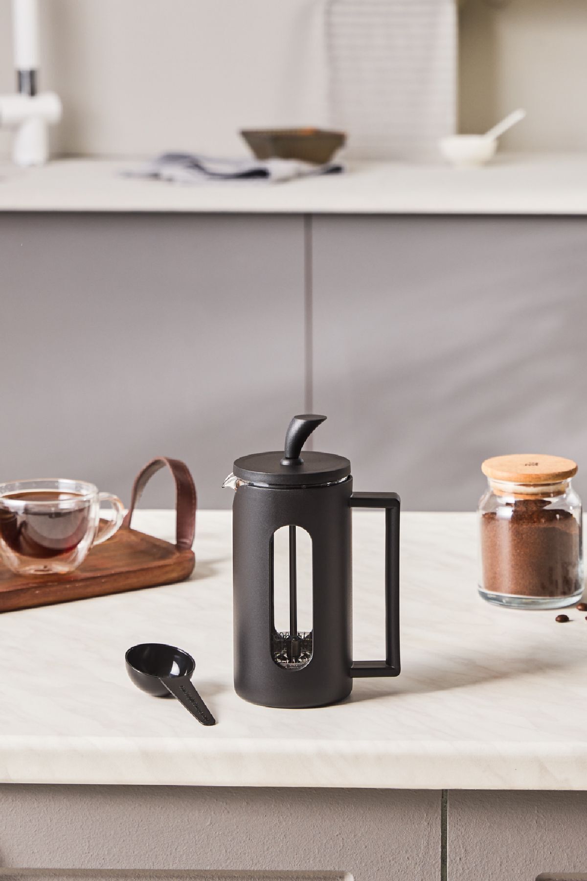 Leya Kaşık Hediyeli Borosilikat Cam French Press 350 ml