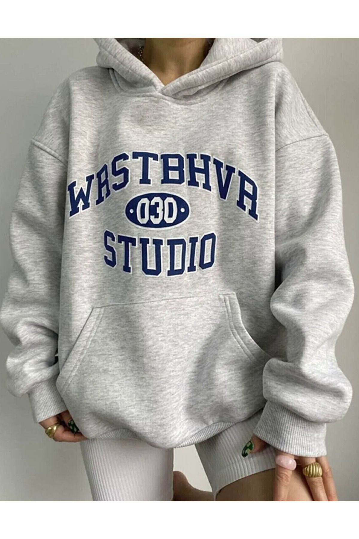 Studio Baskılı Unisex Kanguru Cepli Kapüşonlu Sweatshirt Hoodie Sweat