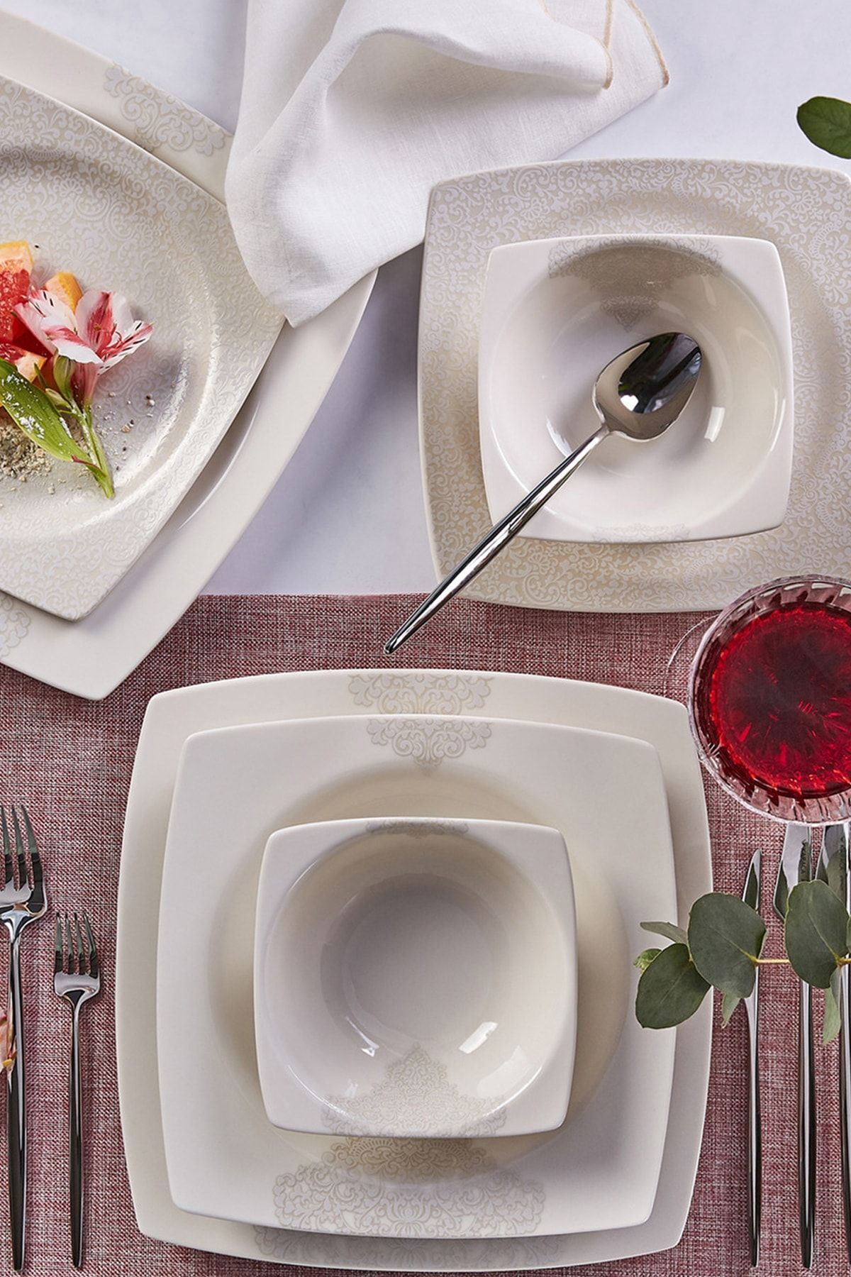 Square Bone Flava 24 Parça 6 Kişilik Yemek Takımı