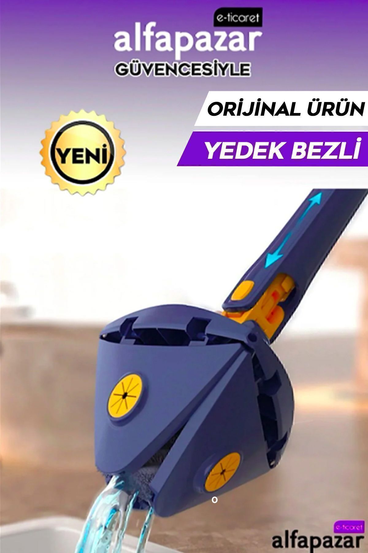 Üçgen Mop Cam Duvar Tavan Fayans Parke Temizleyici Kendinden Sıkmalı Cam Sileceği