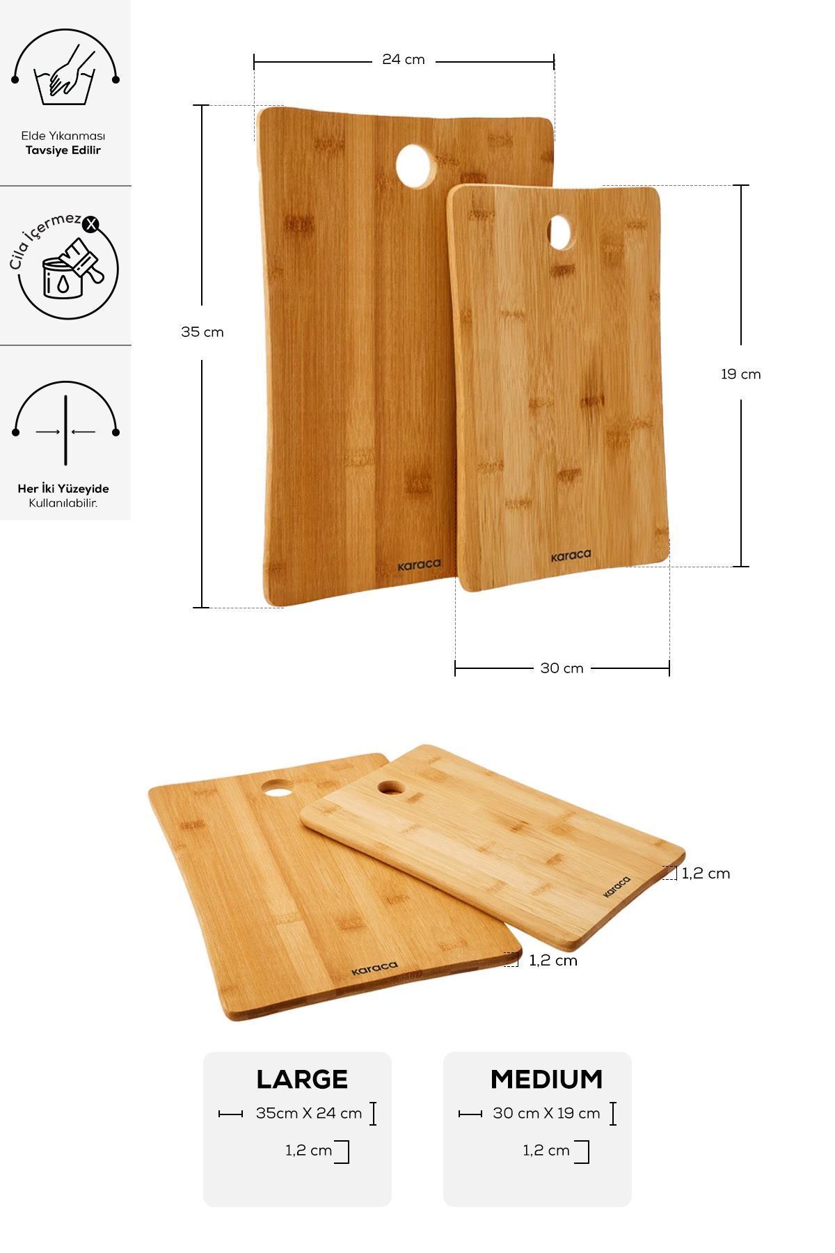Bamboo 2'li Bambu Kesme Tahtası 30/35 Cm 051KSERI