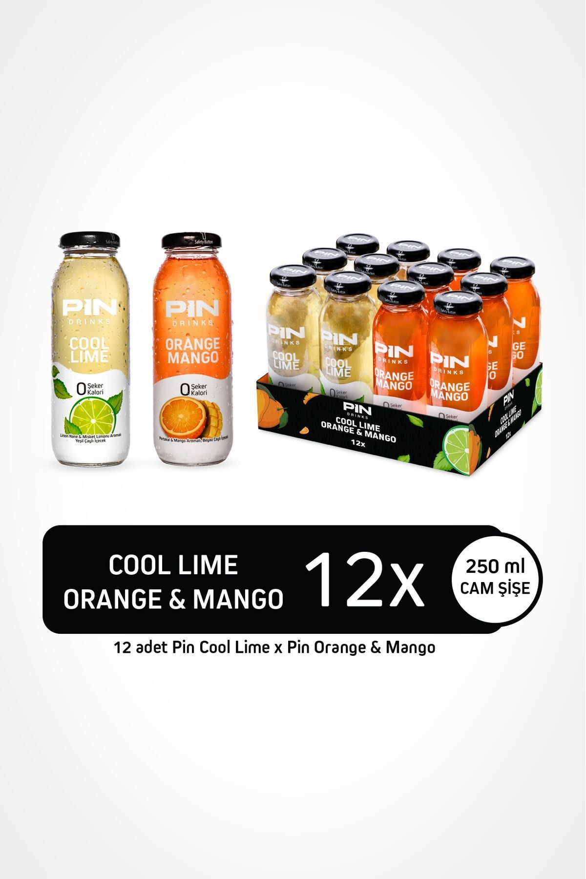 Cool Lime & Orange Mango - Şekersiz & Kalorisiz 250 ml X 12 Adet Ice Tea