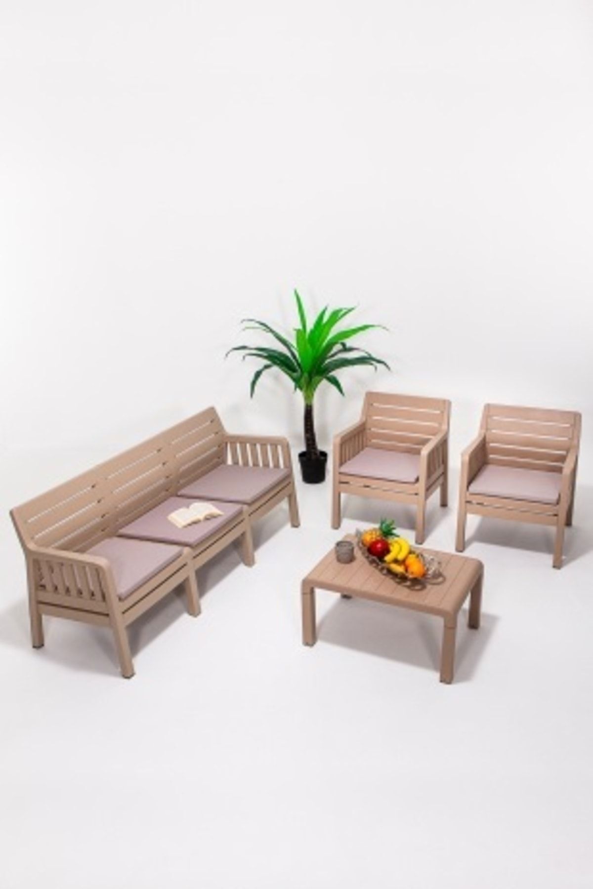 Lara 3 1 1 S Bahçe Takımı Balkon - Bahçe - Teras Mobilyası / Cappucino
