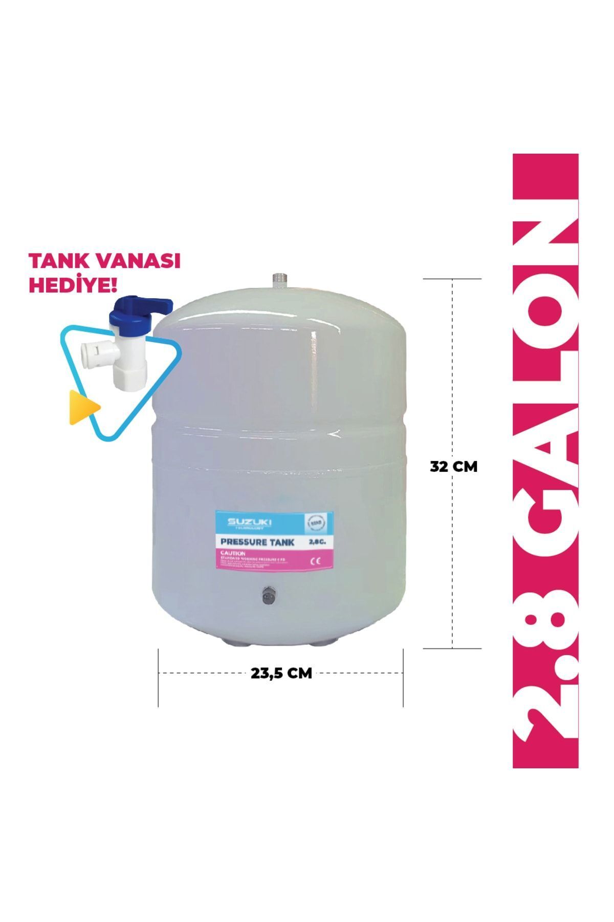 Tüm Su Arıtma Cihazlarına Uyumlu 2,8 Galon (10 Lt) Metal Tank