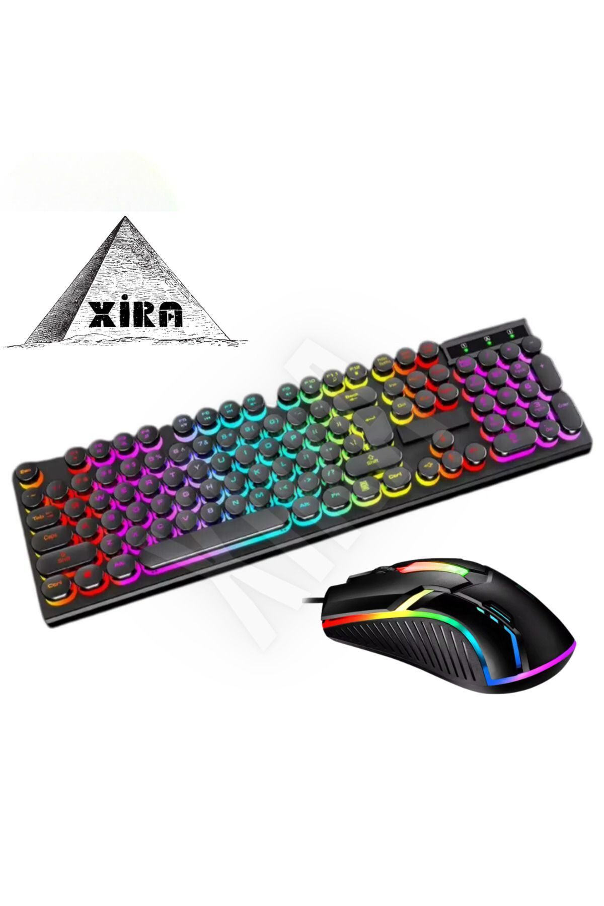Özel Tasarım 2in1 Işıklı Daktilo Klavye Mouse 105 Tuşlu Usb Işıklı Kablolu Mouse Blic Bkb8