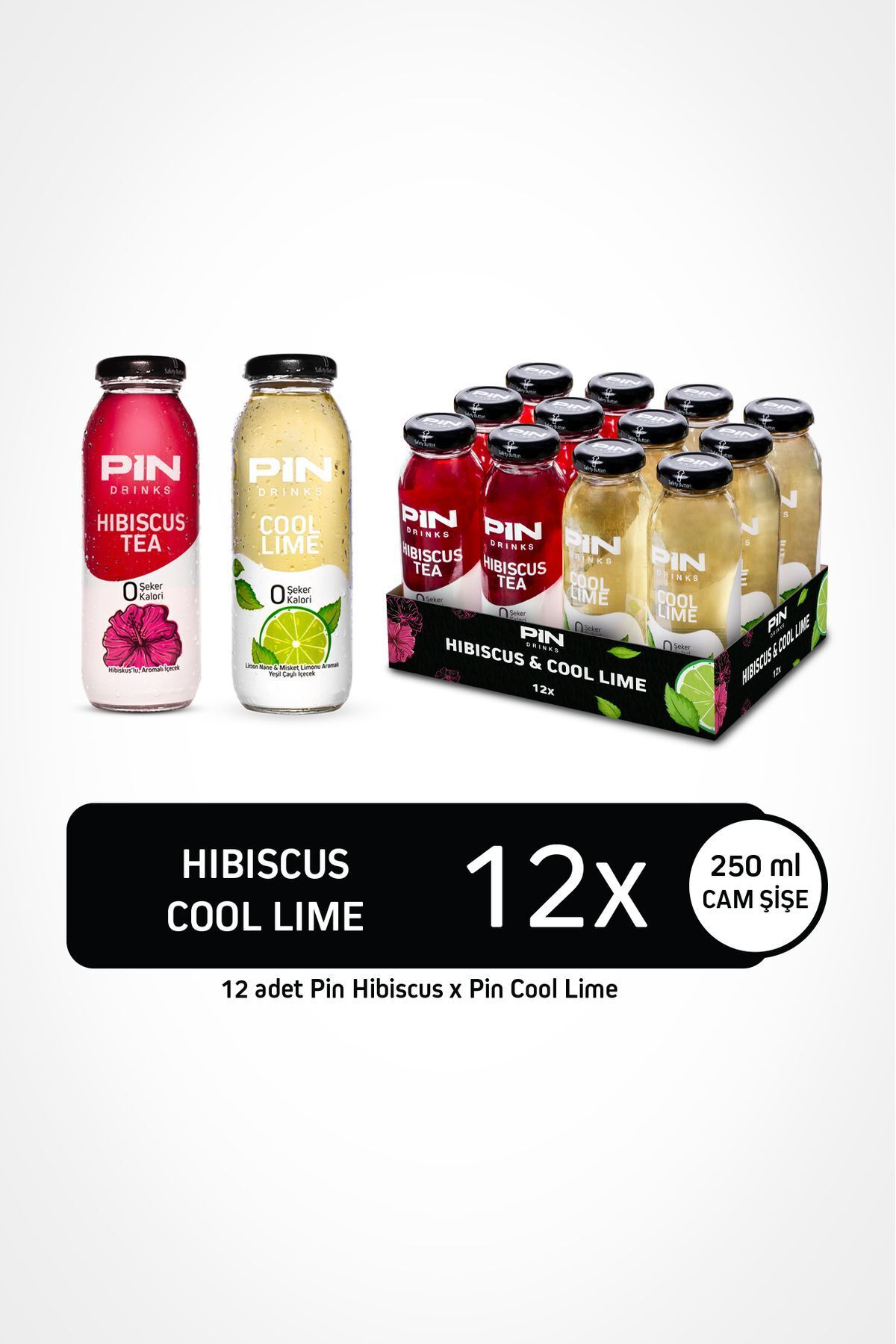 Hibiskus Çayı & Cool Lime - Şekersiz & Kalorisiz 250 ml X 12 Adet Ice Tea