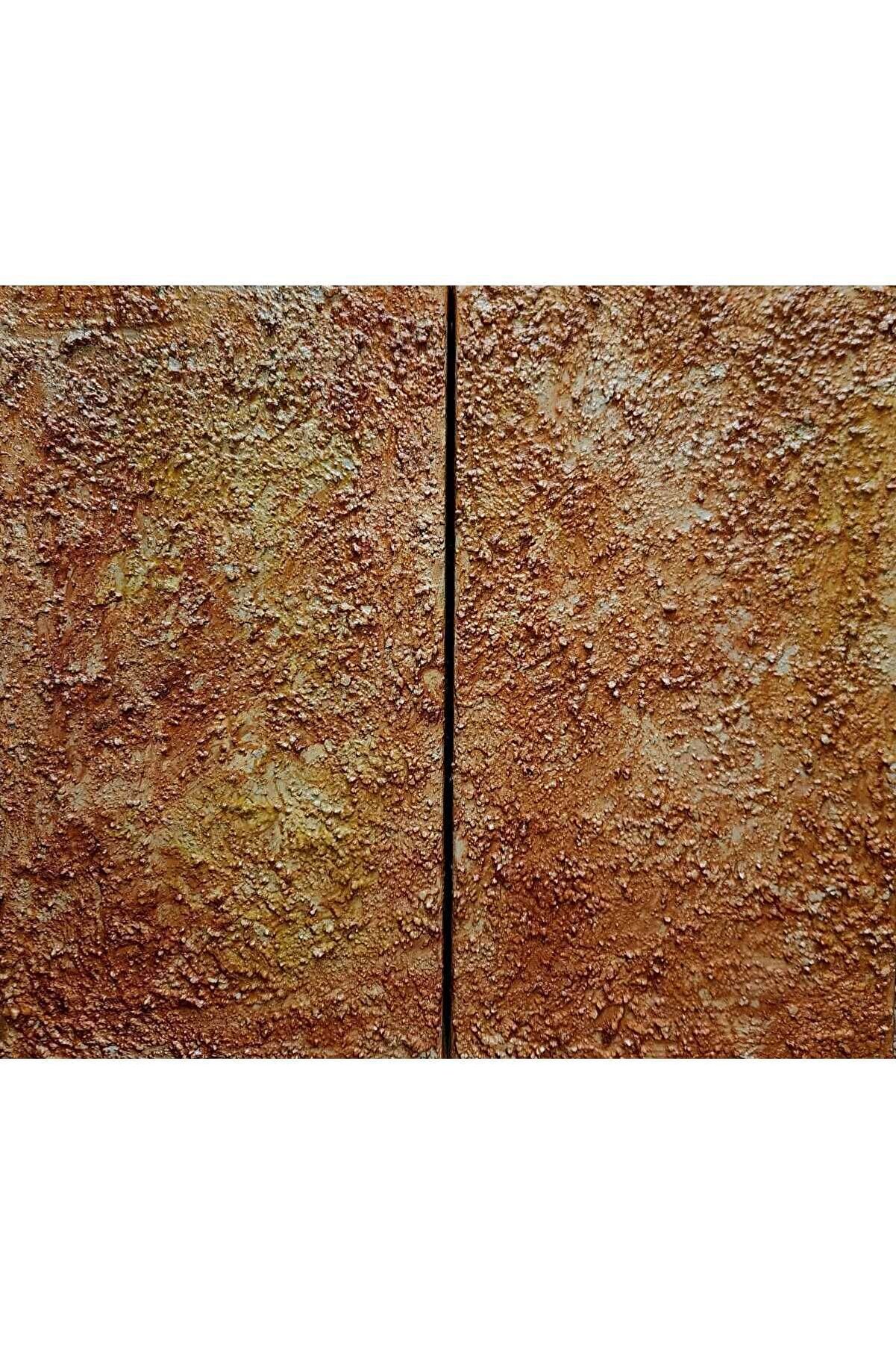 Dokulu El Yapımı Imzalı Tablo - Duo - Şık Mekanlar- 2 Parça- Toplam Ölçü 35x40cm