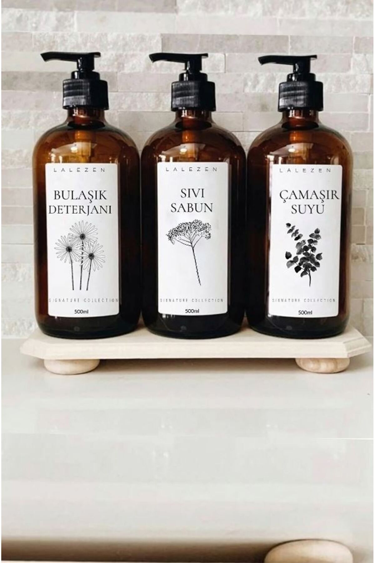 Sıvı Sabun Bulaşık Deterjanı Çamaşır Suyu Etiketli Plastik Amber Şişe 500ml