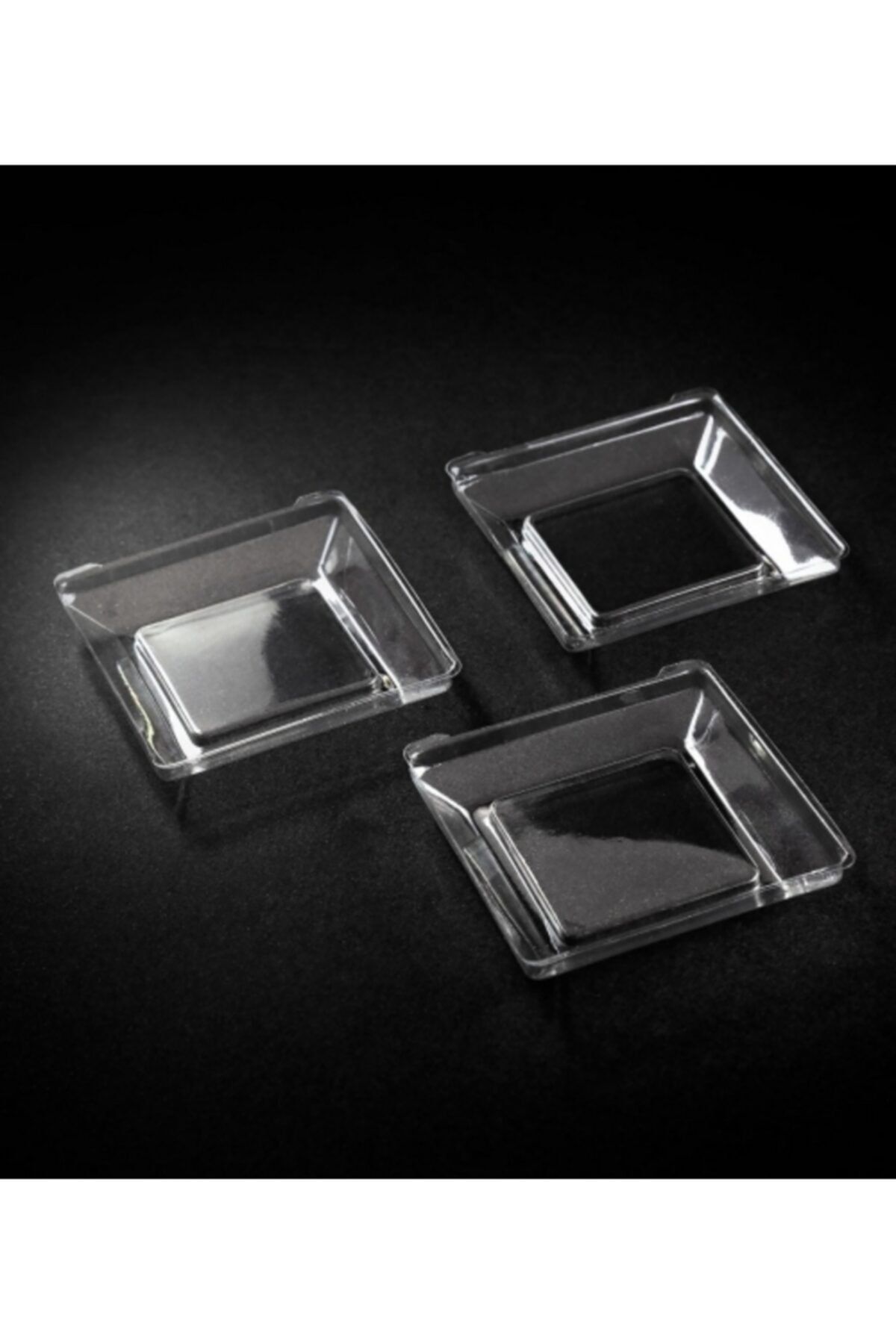 Plastik Mini Kare Tabak 6x6cm - 50 Adet (1 Paket)