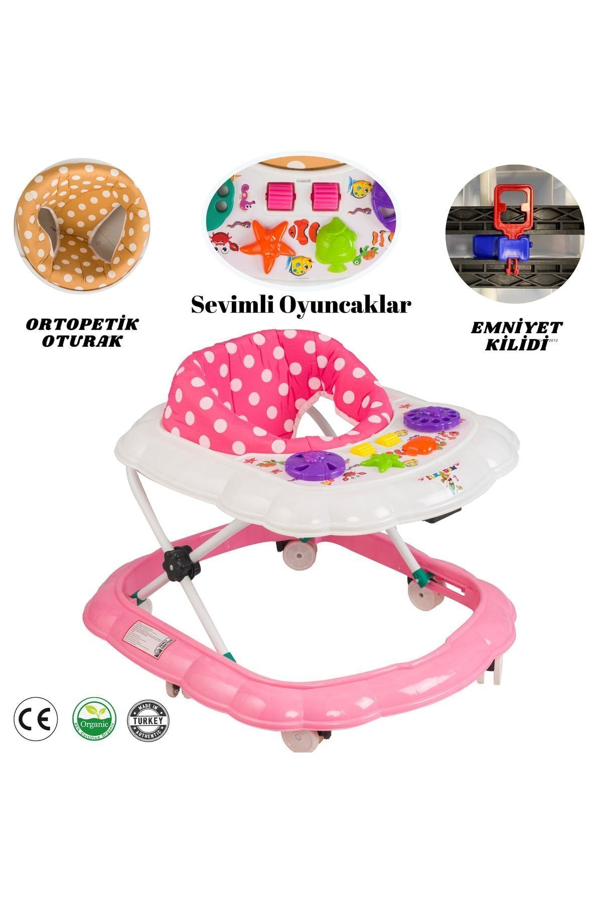 3 Kademe Ayarlı Oyuncaklı Yürüteç