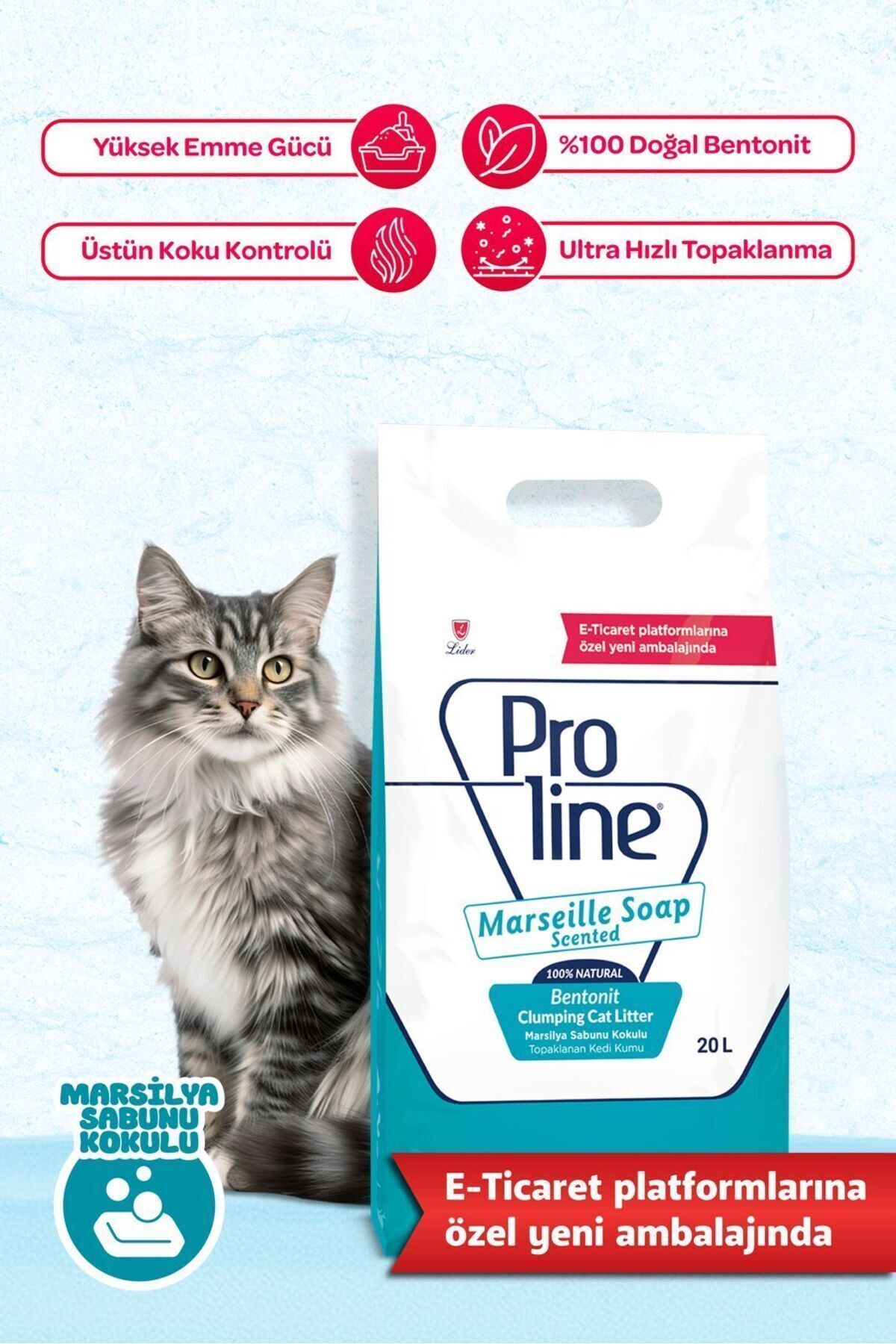 Marsilya Sabunu Kokulu Bentonit Kedi Kumu 20 Lt