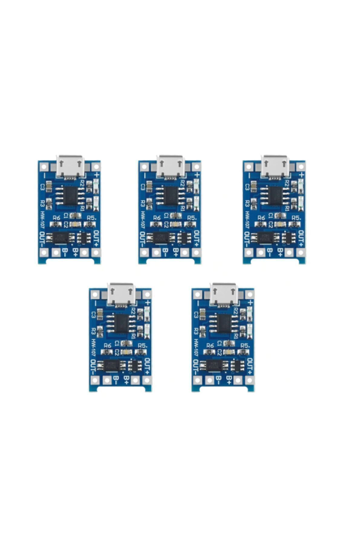 5 Adet Micro Usb Tp4056 Bms 5v 1a Korumalı Lityum Pil Şarj Devresi Powerbank