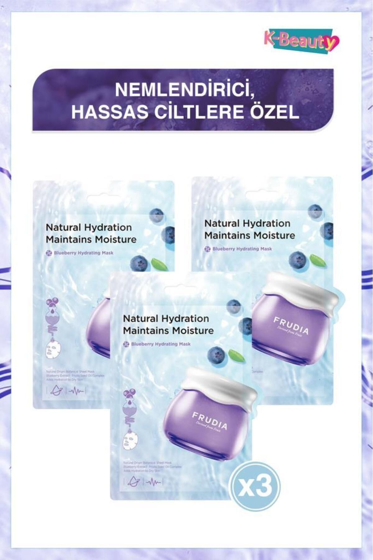Blueberry Yüz Maskesi Nemlendirici 3 Adet
