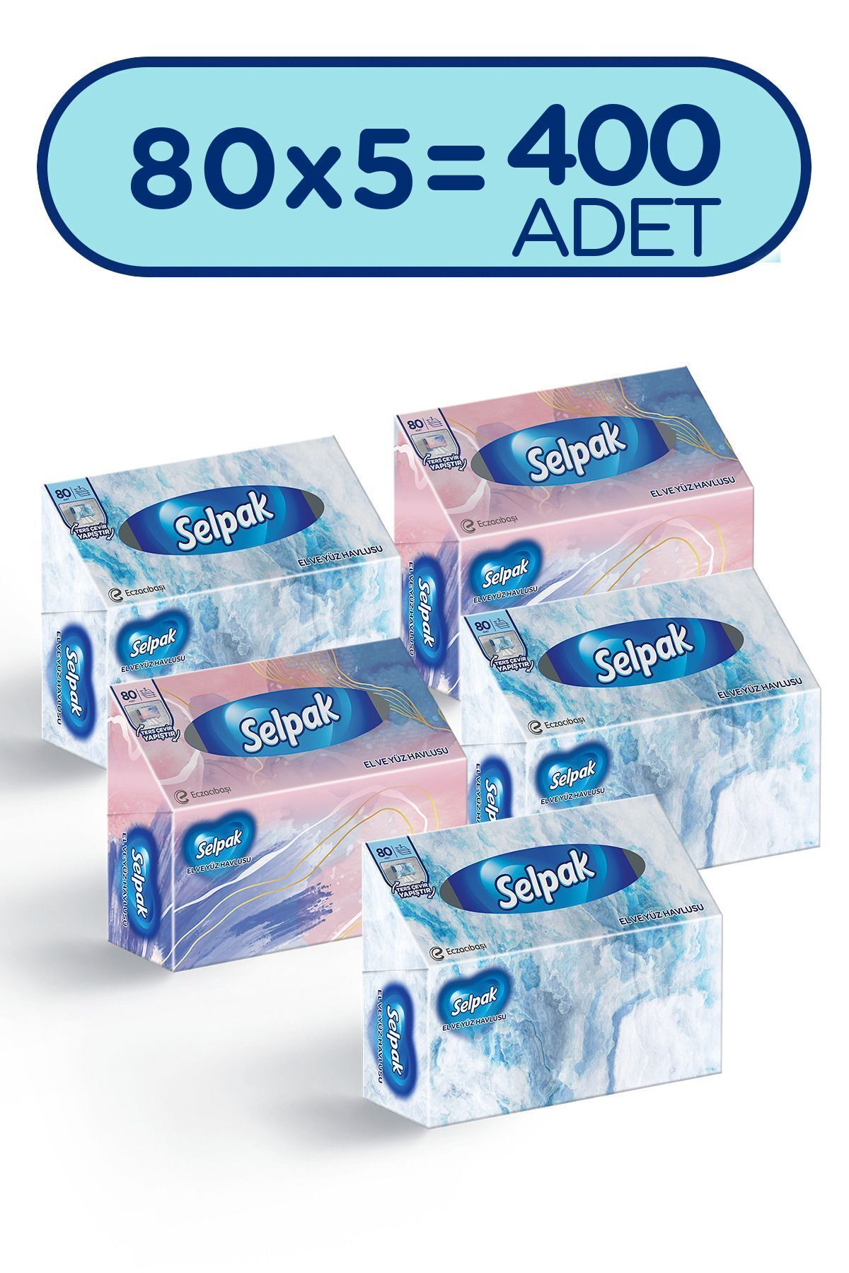 ® El Ve Yüz Havlusu 5'li 400 Yaprak Kutulu