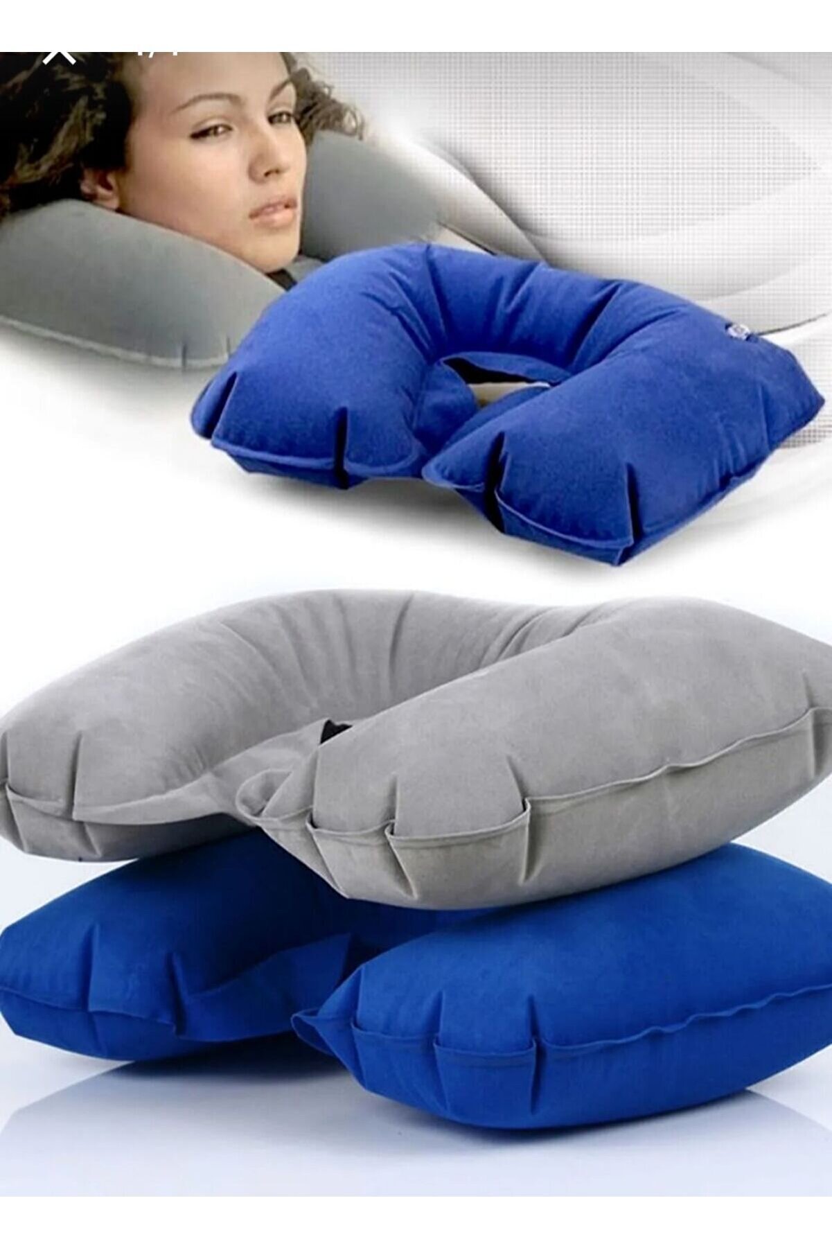 ® Ortopedik Araç Yolculuk Seyahat Oto Boyunluk Destek Yastığı Şişme