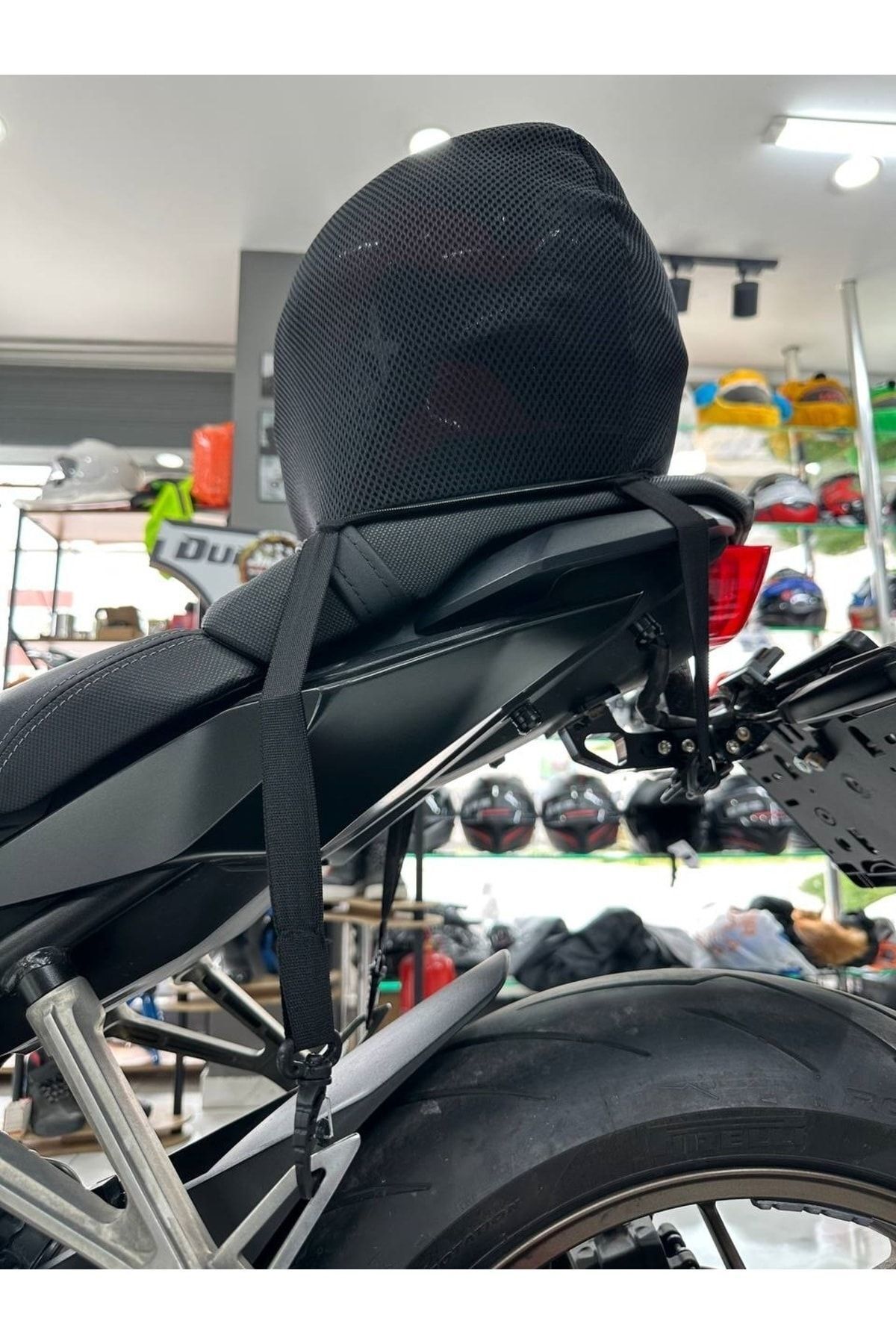 Motosiklet kask taşıma filesi universal model kask bagaj lastiği filesi