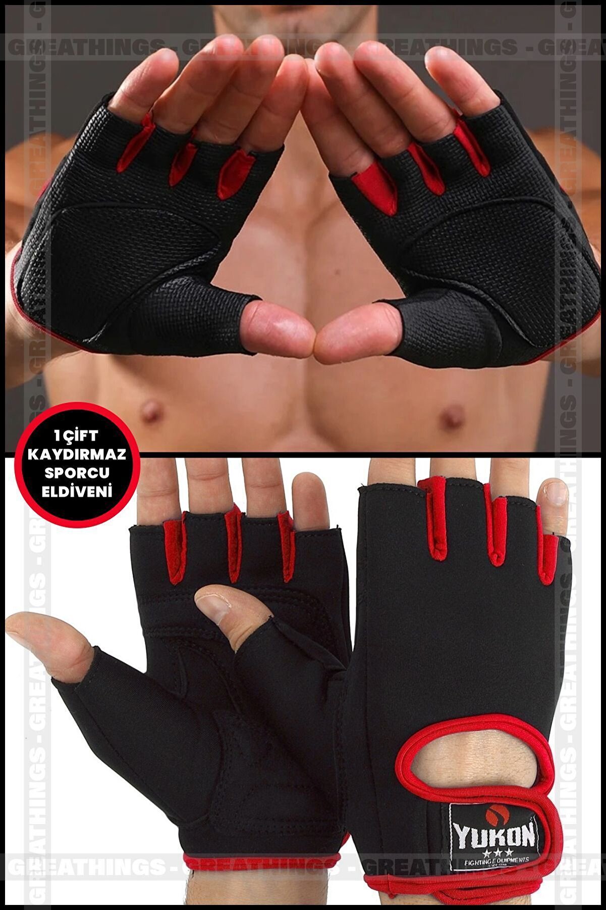 Yukon 1 Çift Parmaksız Sporcu Eldiveni Unisex Air Body Fıtness Bisiklet Ağırlık Eldiveni