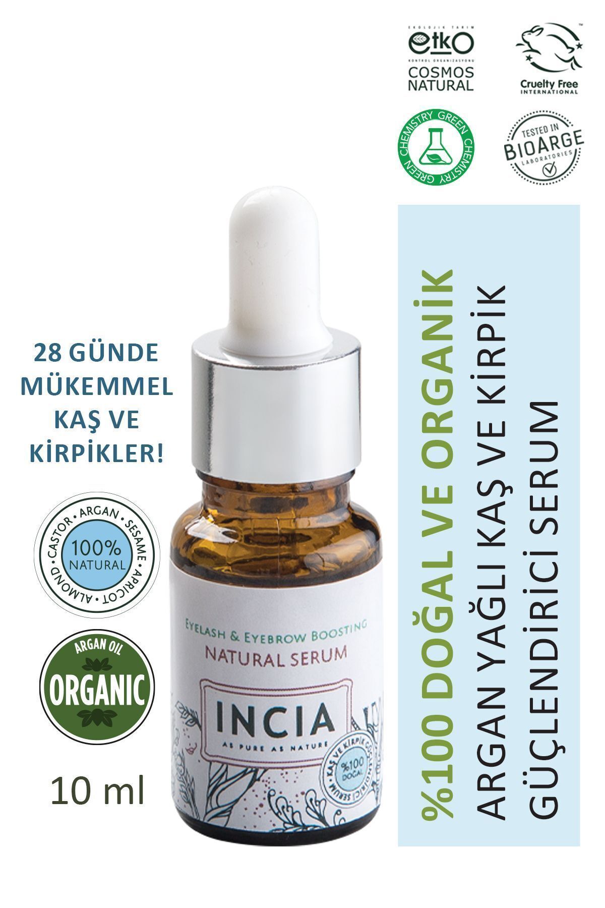 %100 Doğal Kaş Ve Kirpik Güçlendirici Serum Bitkisel Yoğunlaştırıcı Yoğun Bakım Yağı Vegan 10 ml