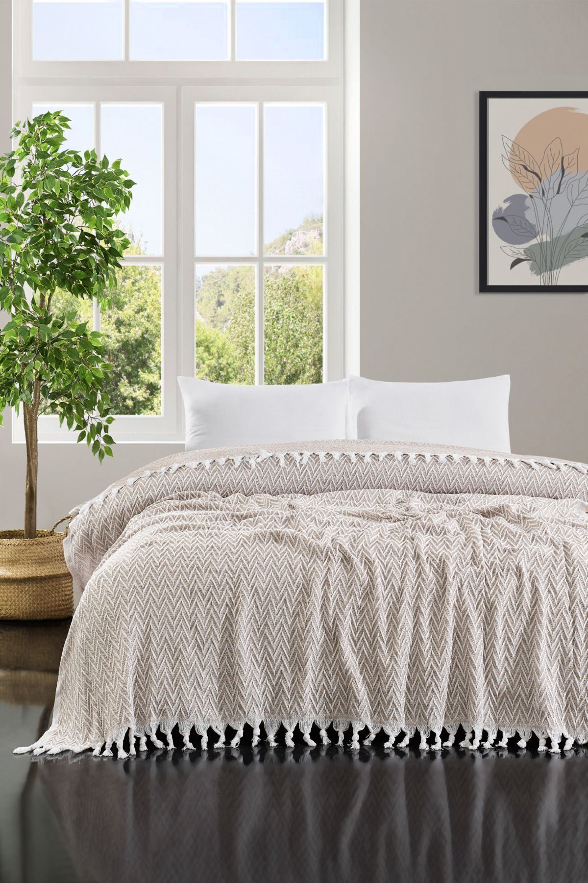Sayina Model Bej Çift Kişilik Pike 1600gr. 200x230cm