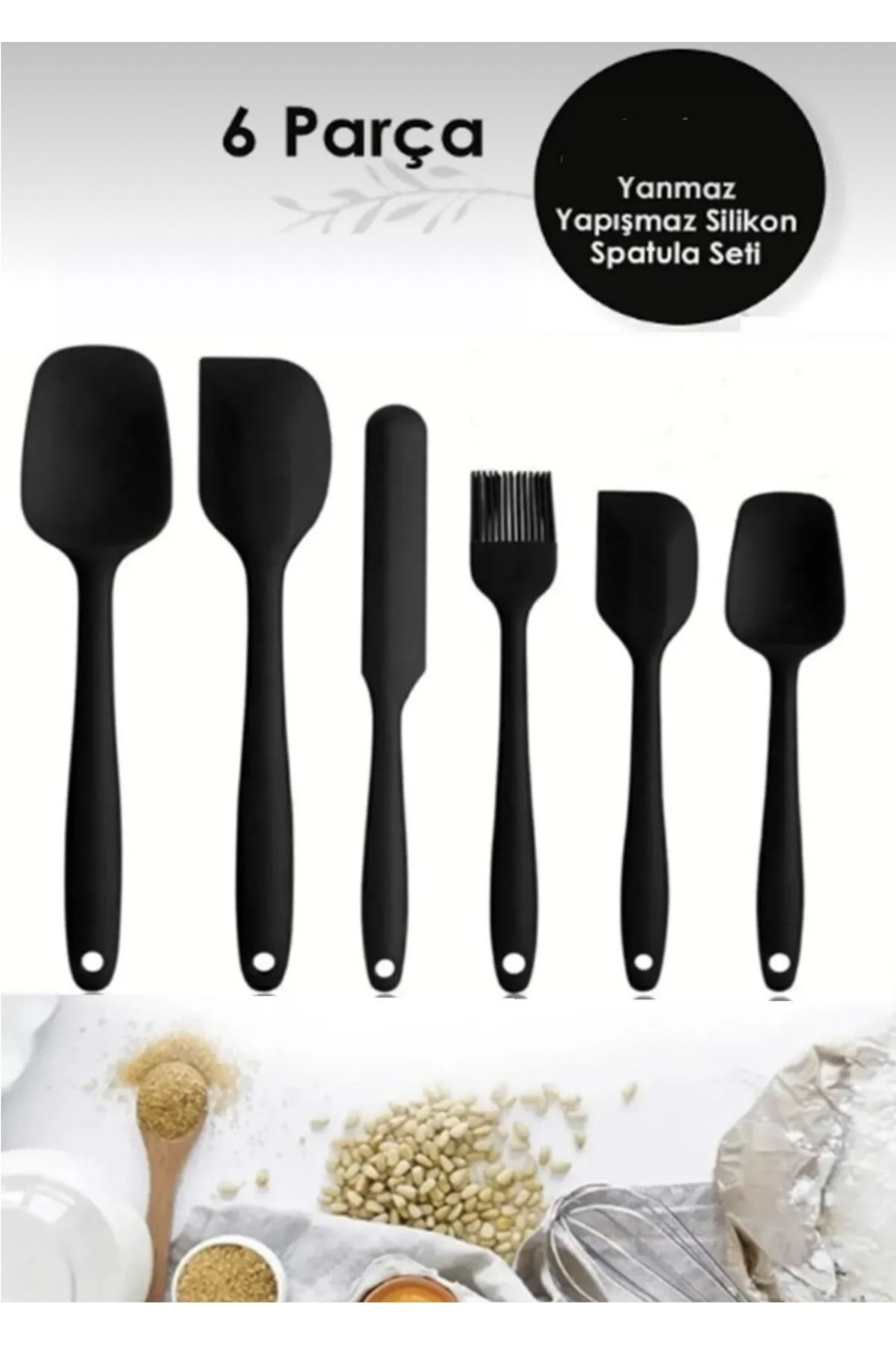 6 Adet Isıya Dayanıklı Yanmaz Yapışmaz Silikon Spatula Seti | 6'lı Silikon Spatula Seti
