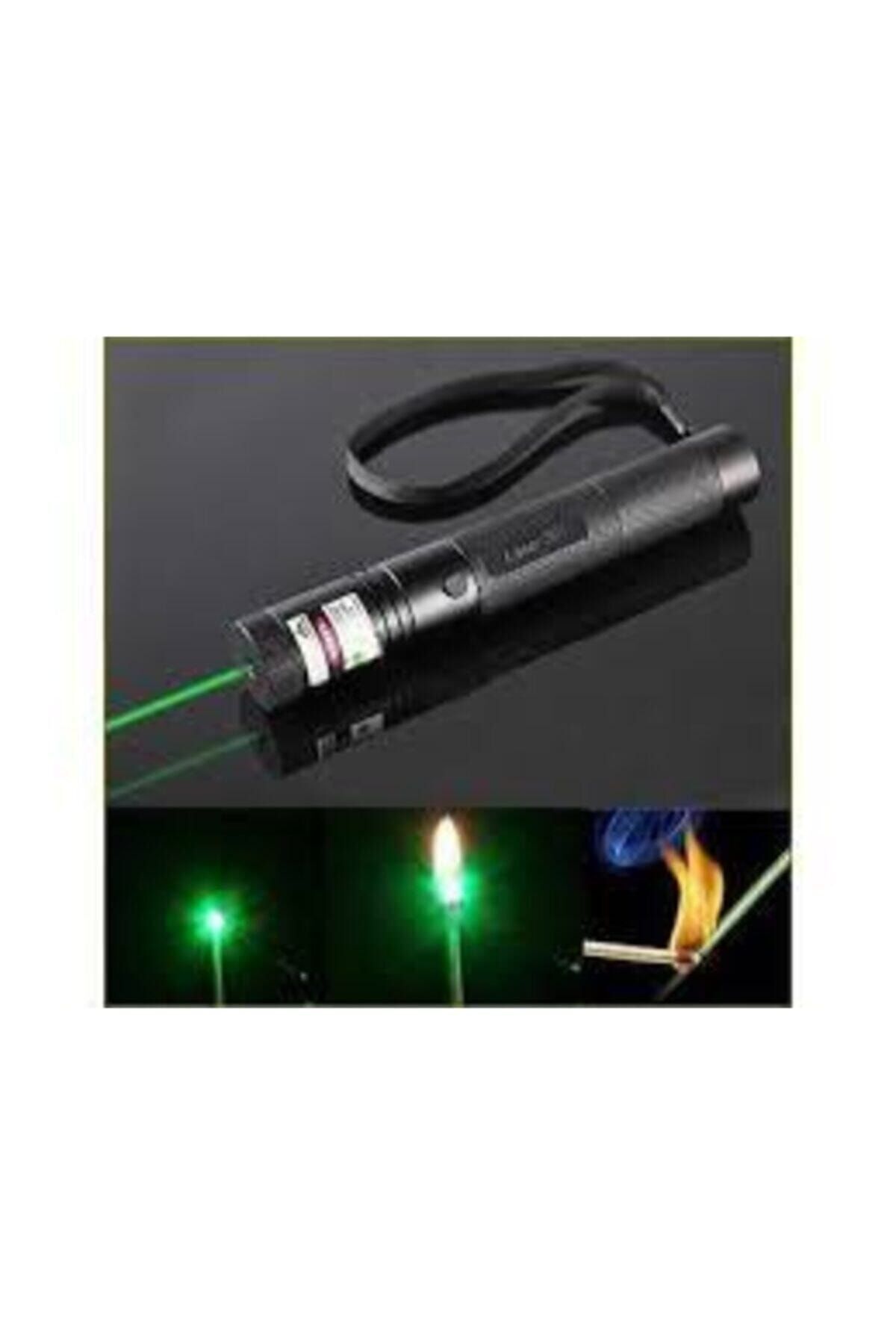 Green Laser Pointer Şarjlı Güçlü Yeşil Lazer Metal Kasa Yakıcı Lazer