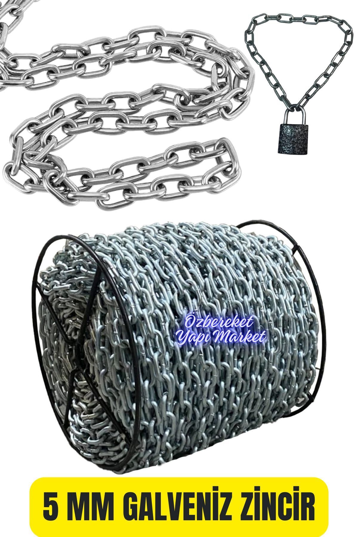 Galvaniz Çelik Zincir 5mm 3 Metre