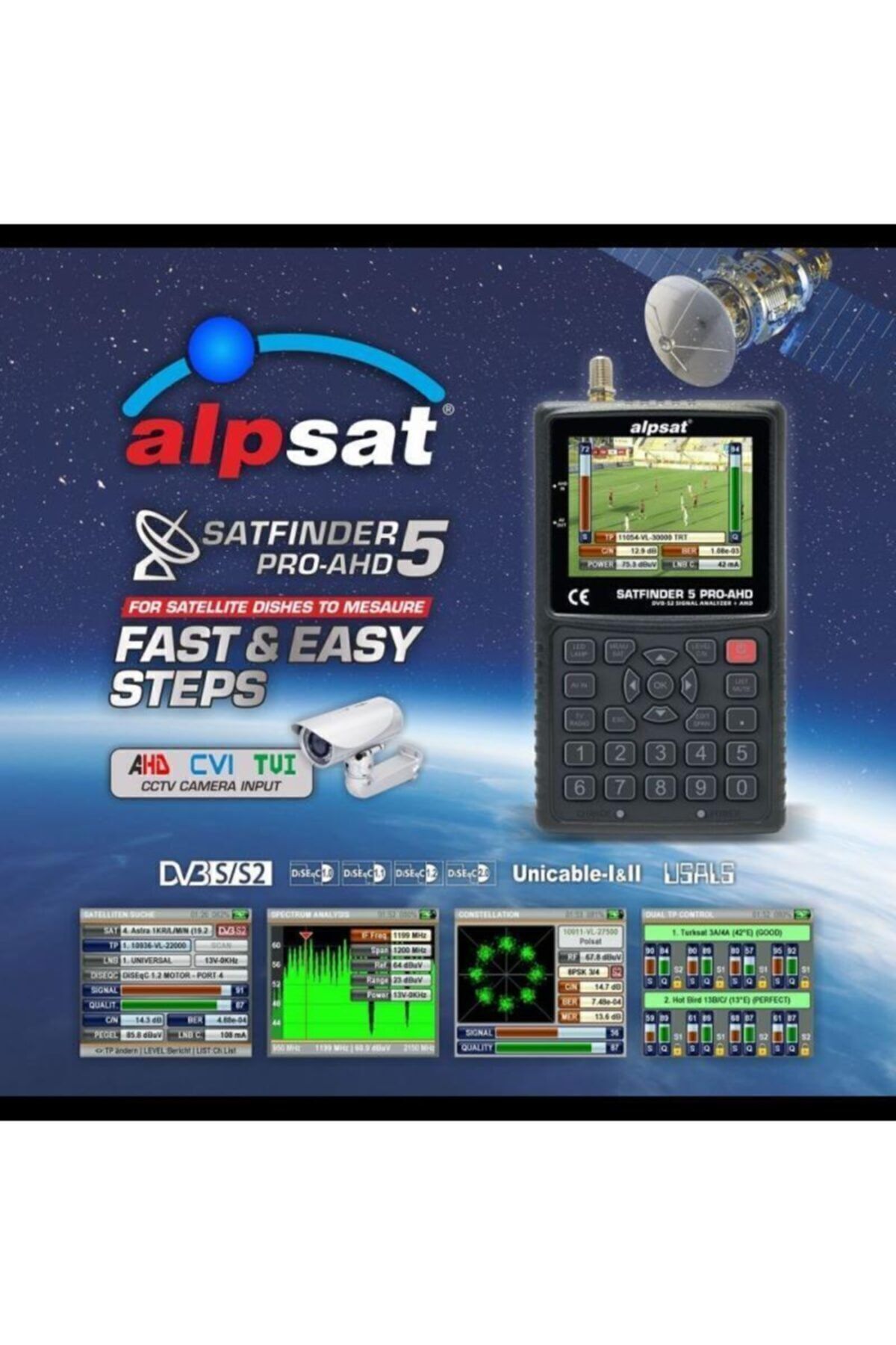Siyah Satfinder 5 Pro Ahd Hd Görüntülü Uydu Yön Bulucu
