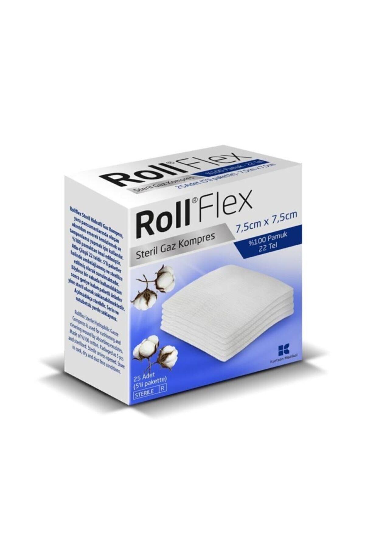 Flex Steril Gaz Kompres 7,5cm X 7,5cm ( 5'li Pakette) 25 Adet - Skt:04/2027
