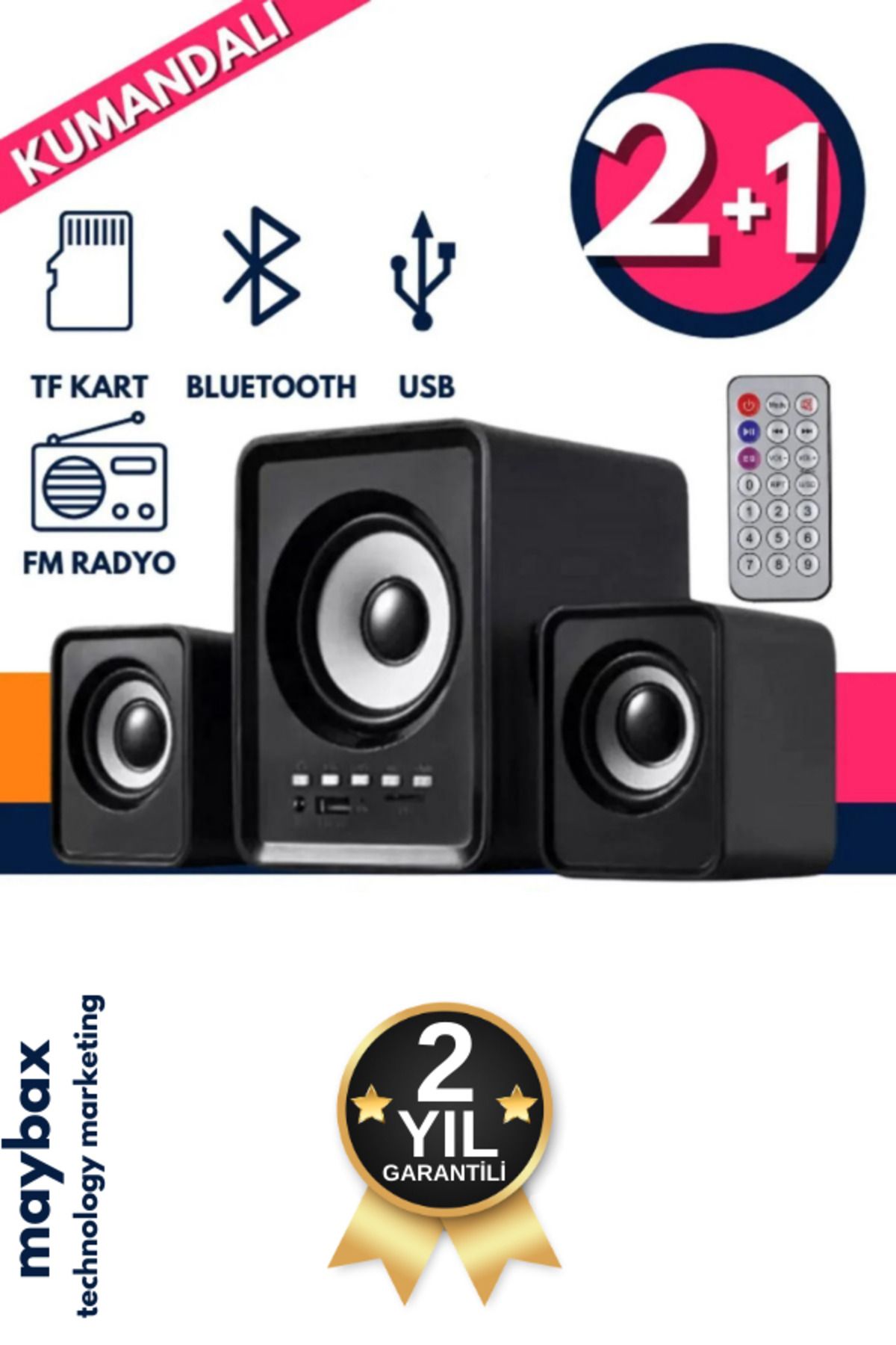 Bluetooth Hoparlör 3.5mm Jack Kablolu Bilgisayar Hoparlörü Müzik 2+1 Ses Sistemi Radyolu Usb Speaker