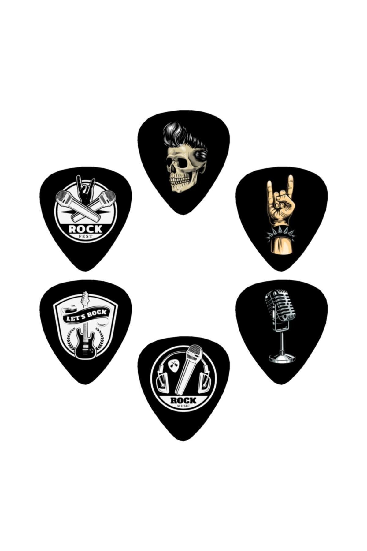 Gitar Pena 6 Adet 0.71mm Rock Pena Gitar Penası Özel Tasarım Çift Taraflı Baskılı