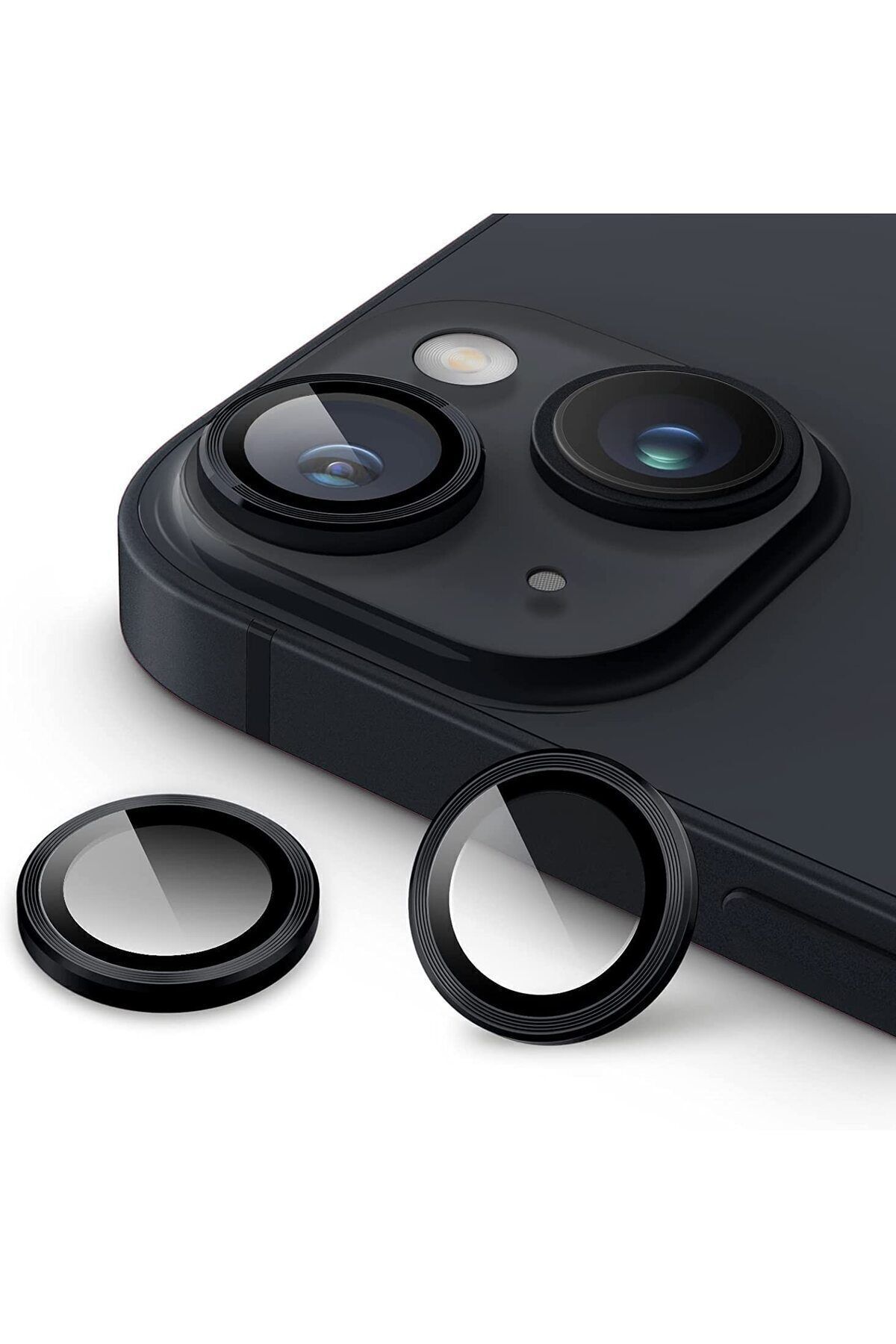 (METAL LENS) Iphone 13/13 Mini Uyumlu Kamera Koruyucu Lens Mercek Metal Çerçeveli 2li Set