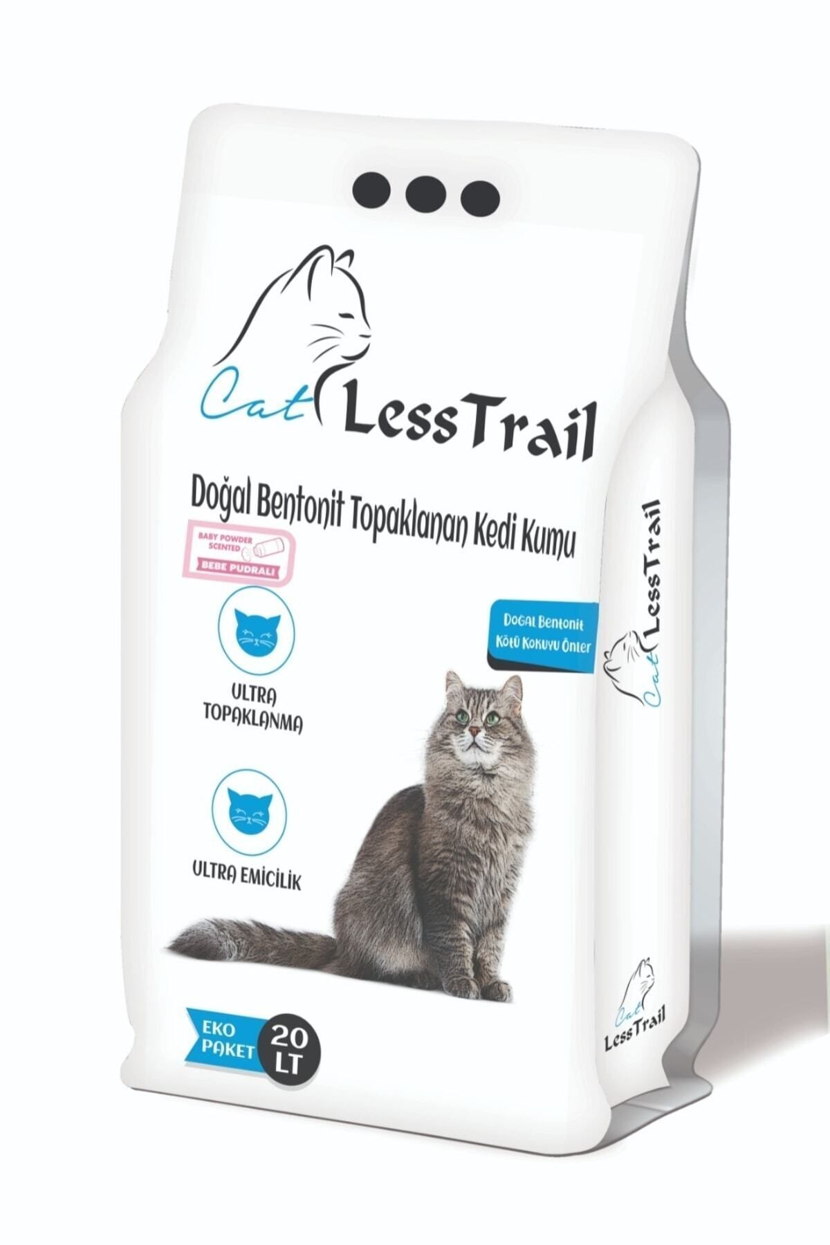 Trail 20 Lt Ince Tane Pudra Kokulu Beyaz Bentonit Kedi Kumu