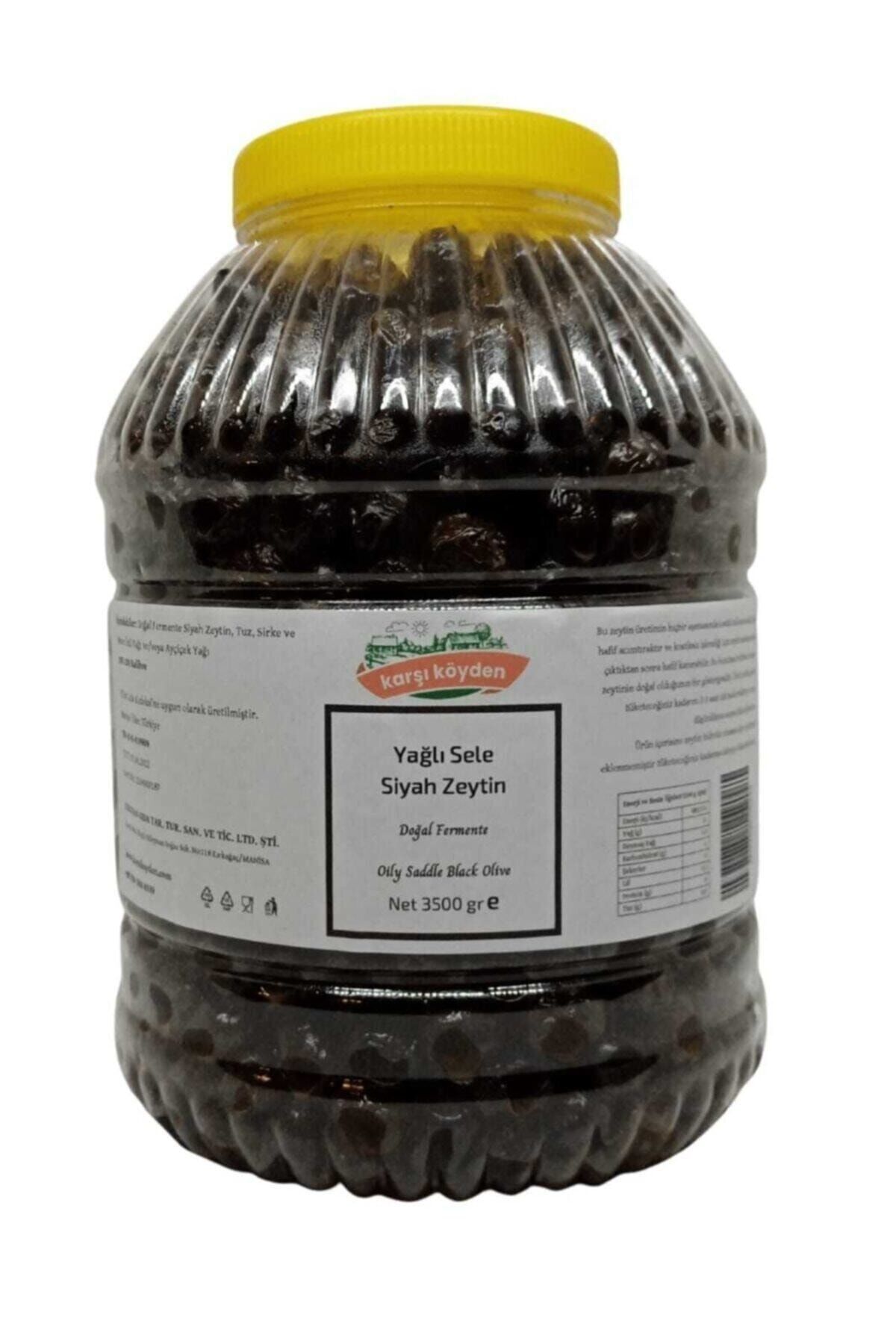 Gurme Serisi Doğal Fermente Yağlı Sele Siyah Zeytin (3500gr - Pet Kavanoz)
