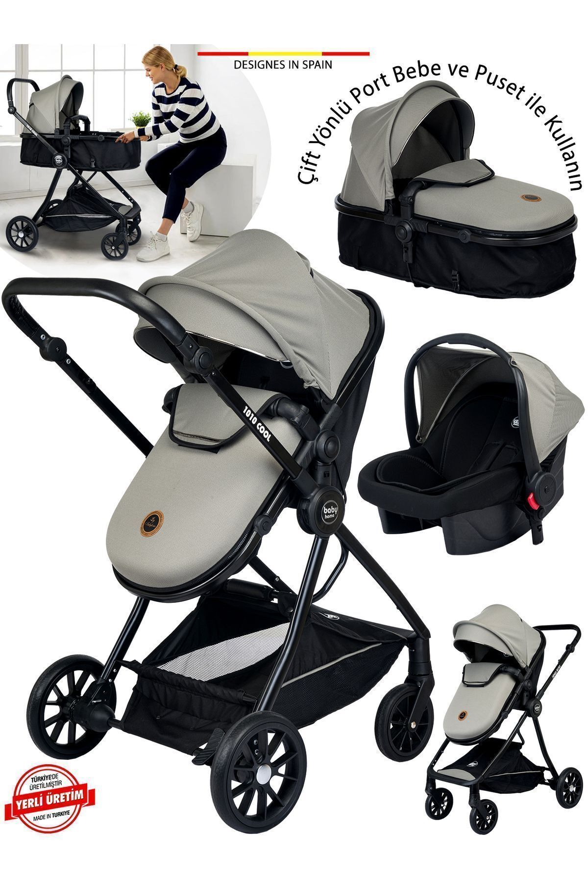1010 Qool Çift Yönlü 6 In 1 Travel Sistem Bebek Arabası