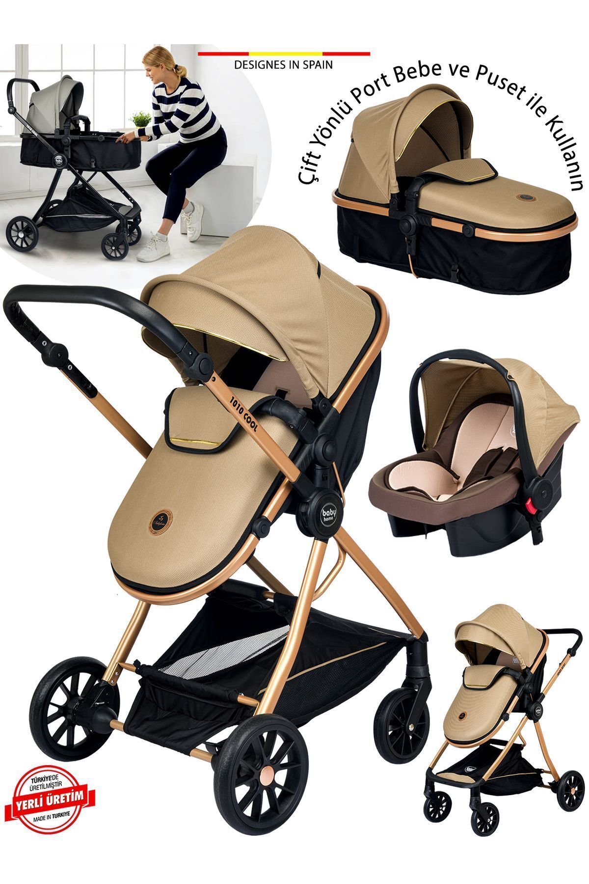 1010 Qool Çift Yönlü 6 In 1 Travel Sistem Bebek Arabası
