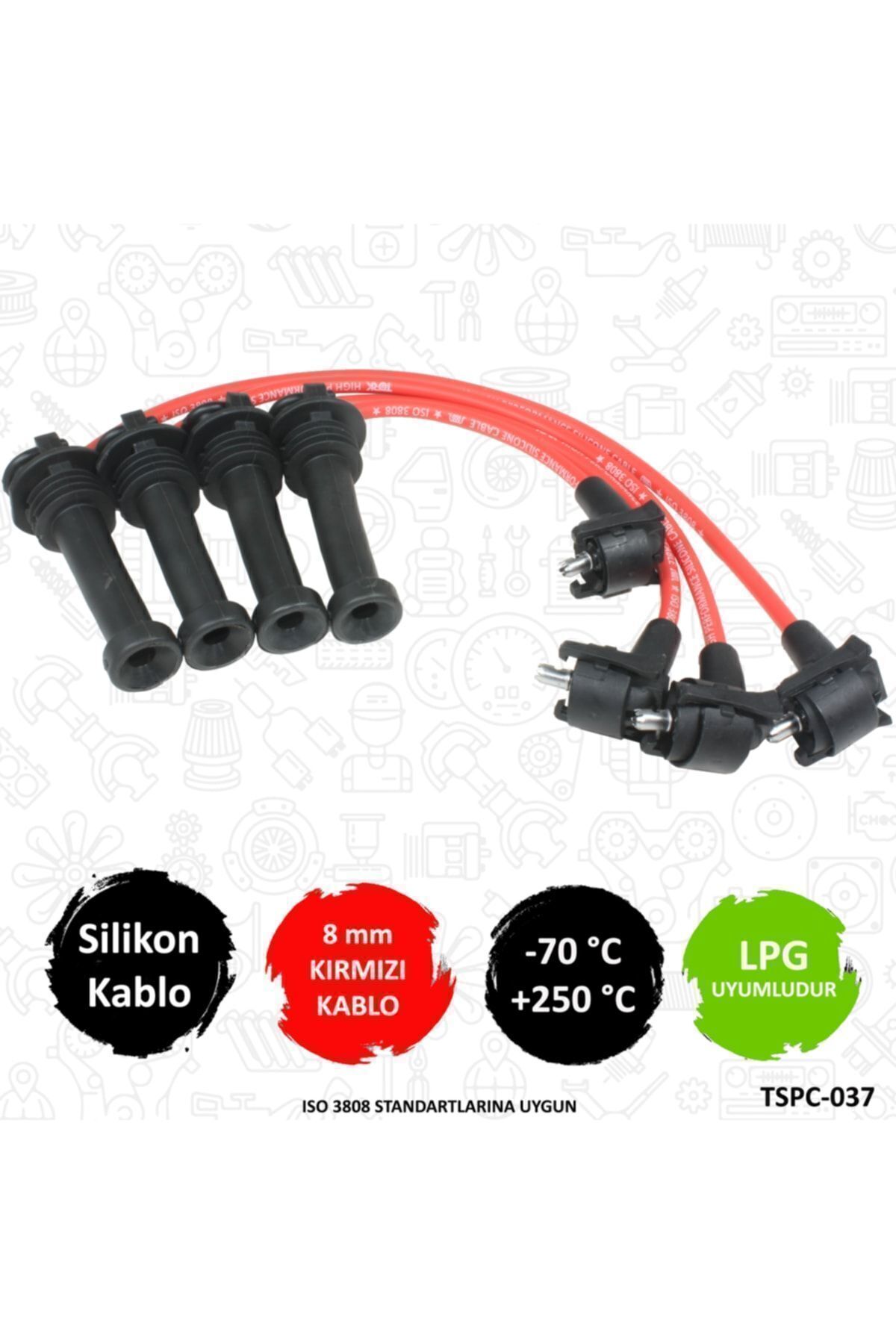 1012436 - 1063615 - Escort Uyumlu Clx 1.6 16v - 8mm Kırmızı Buji Kablosu