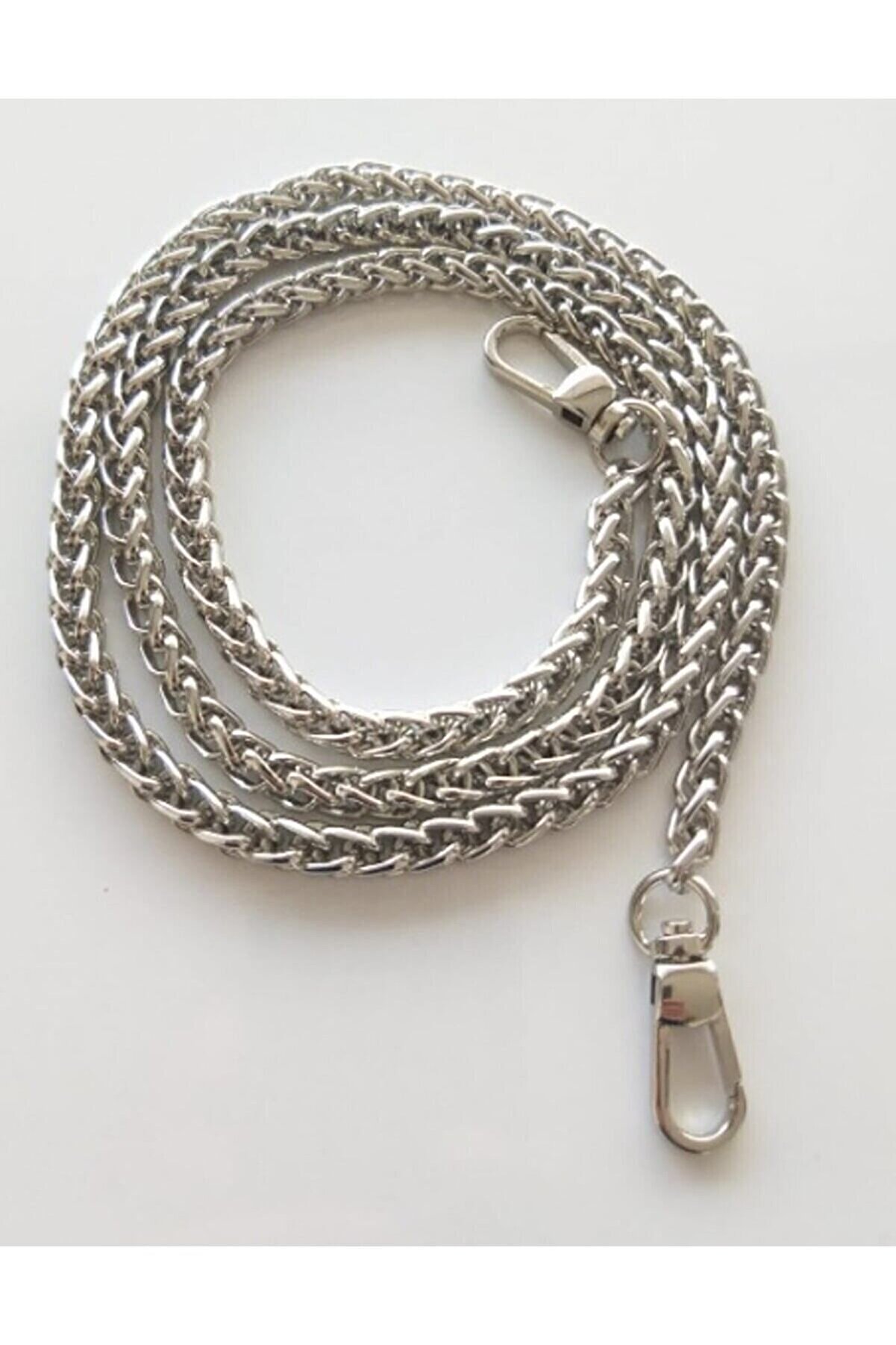 Gümüş Renk Kalın Örgü Model Çanta Zinciri