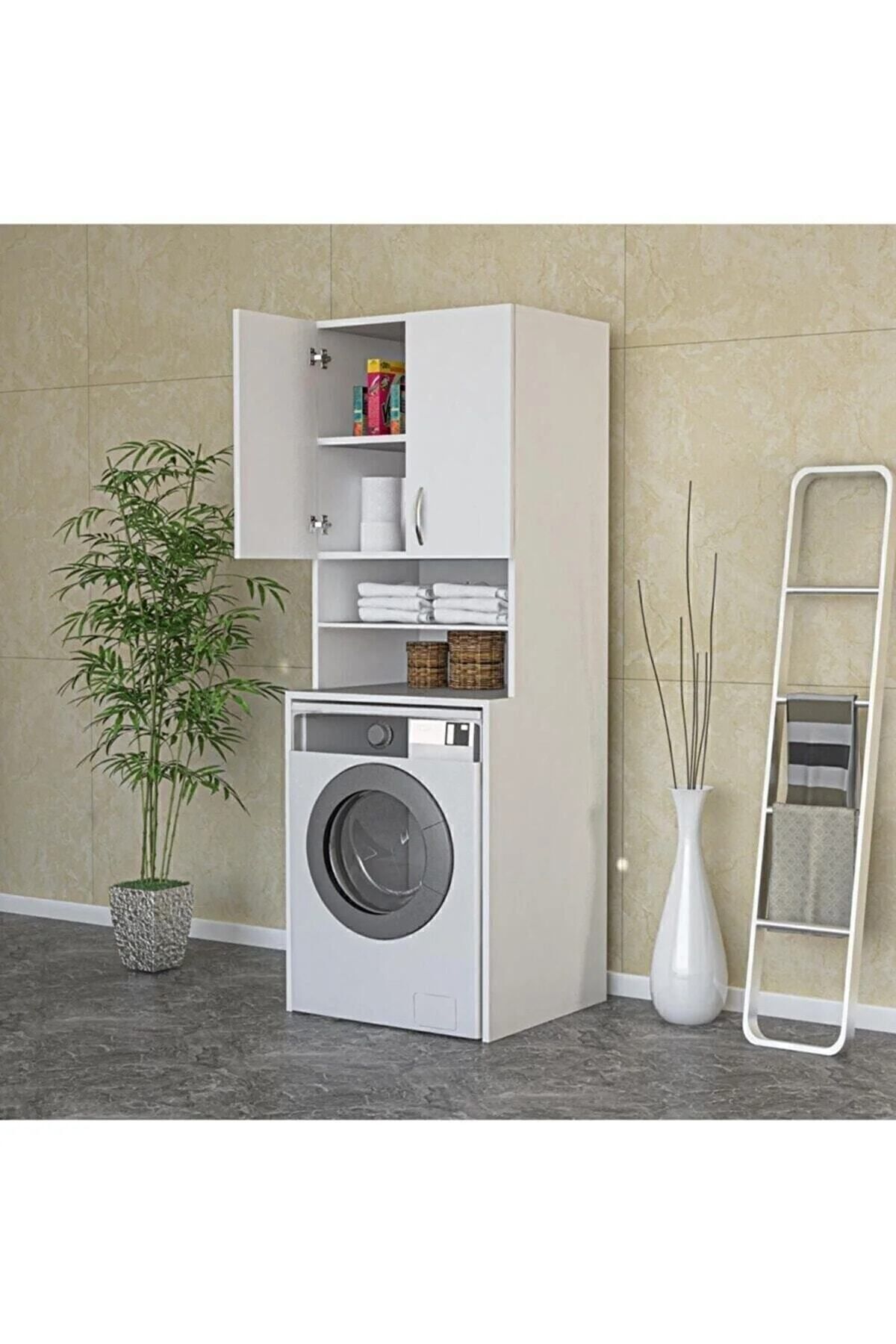 Çamaşır Makinesi Dolabı,raflı Banyo Dolabı,çok Amaçlı Banyo Kapaklı Dolabı