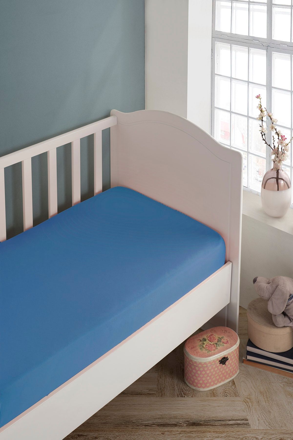 Bebek-çocuk Organik Pamuk Lastikli Penye Çarşaf 60x120 - 70x140 Uyumlu Mavi