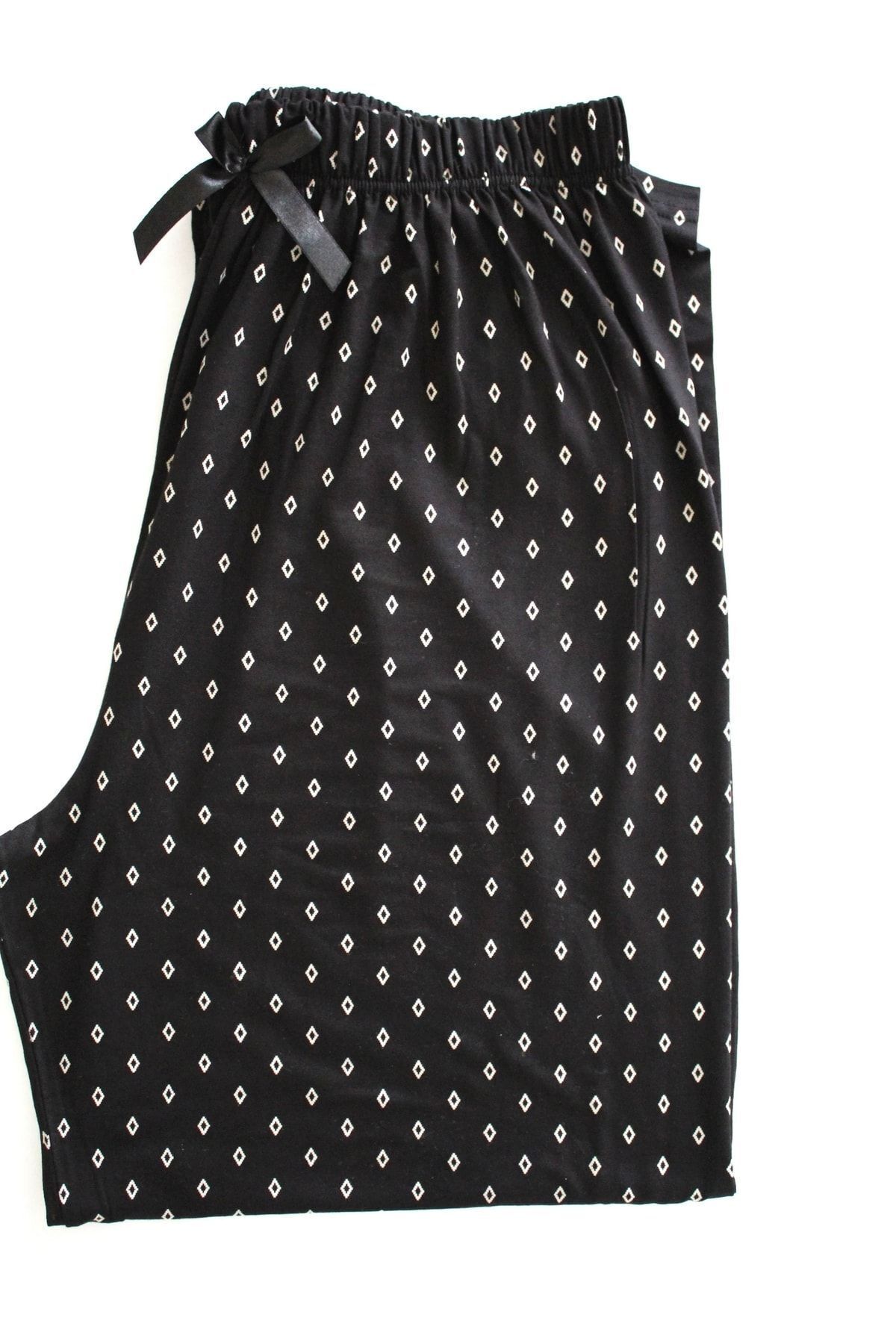 Büyük Beden Pijama Altı Modal Kumaş Modern Kaliteli Siyah Desenli Kadın Alt Giyim