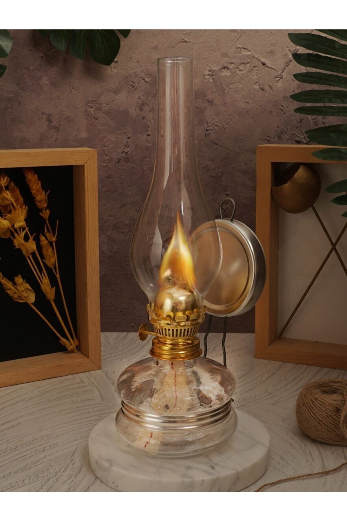 Portarif Gaz Lambası Nostaljik Sade Renk Vintage Turuncu Solar Pilsiz Kullanım